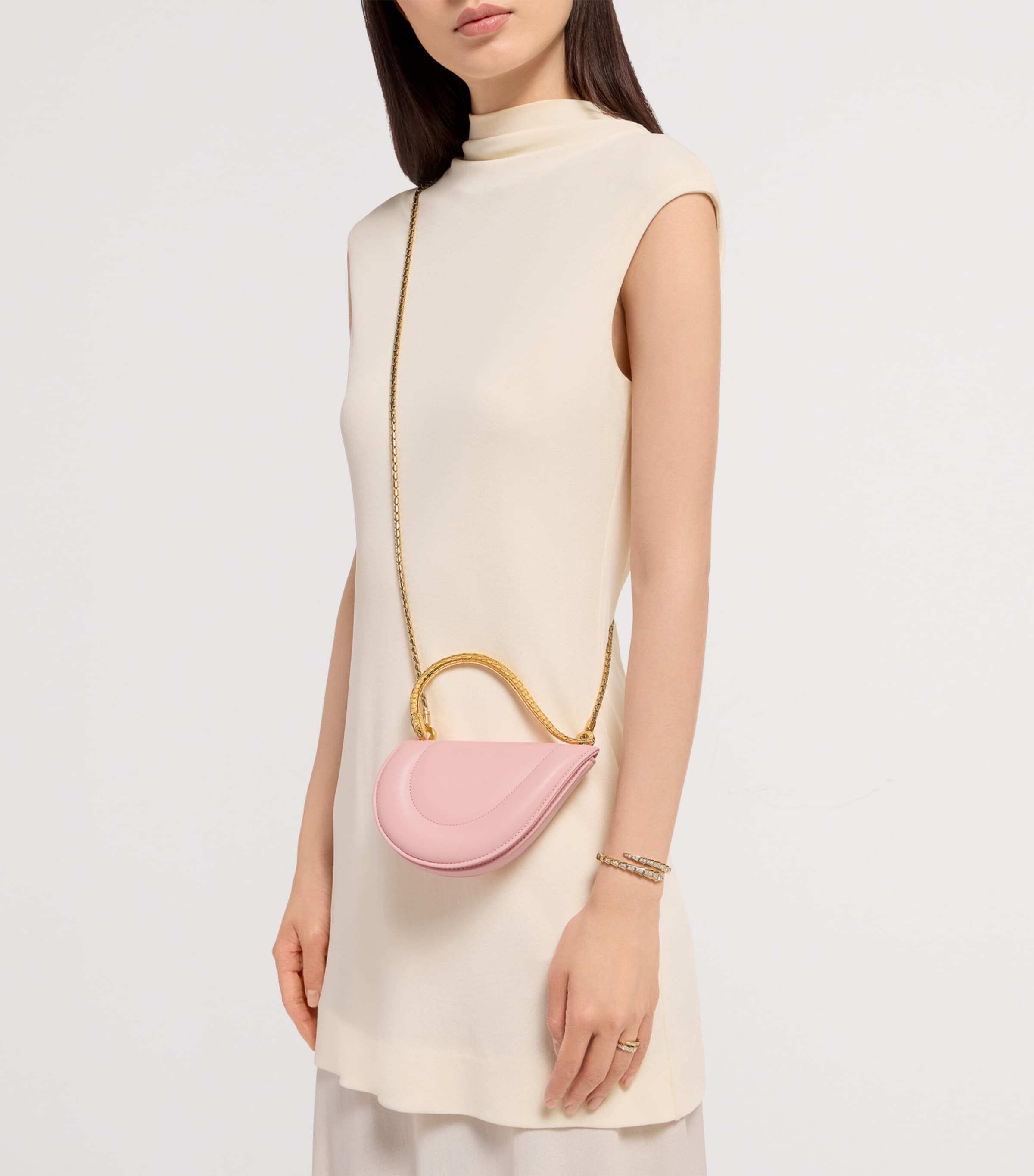 Leather Serpenti Cuore 1968 Top-Handle Bag PINK MEDIUM Image 10