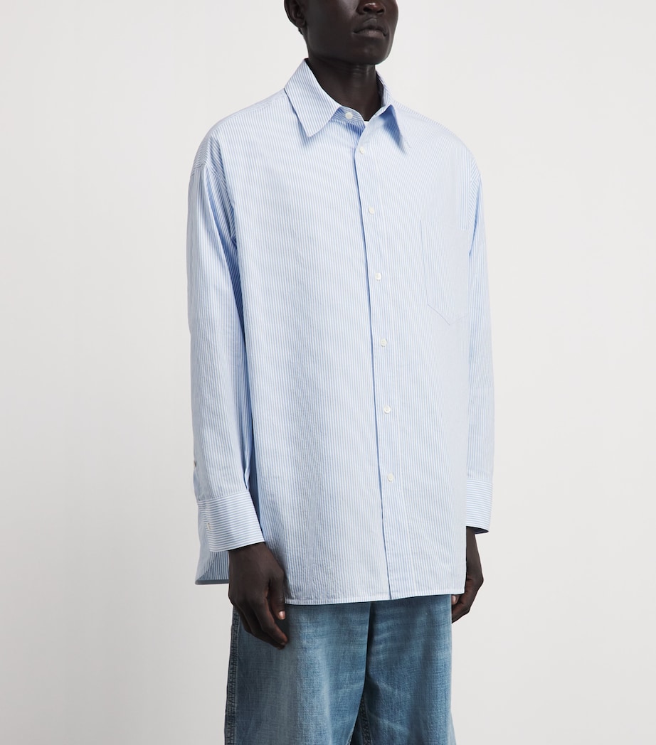 MM6 Maison Margiela Mens Cotton Poplin Stripe Shirt White/light Blue Image 4