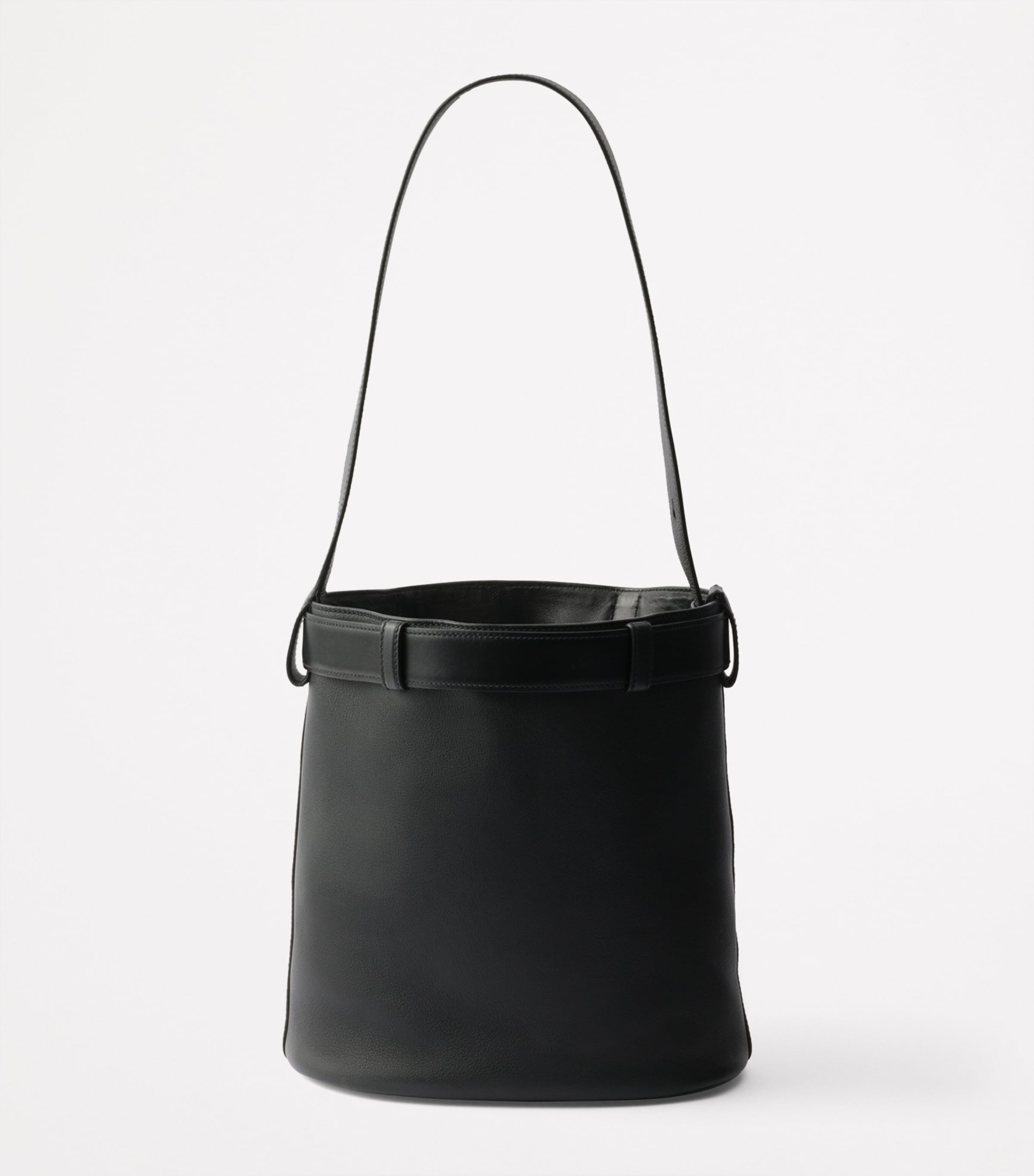 Leather Buckled Bucket Bag F0002 Image 3
