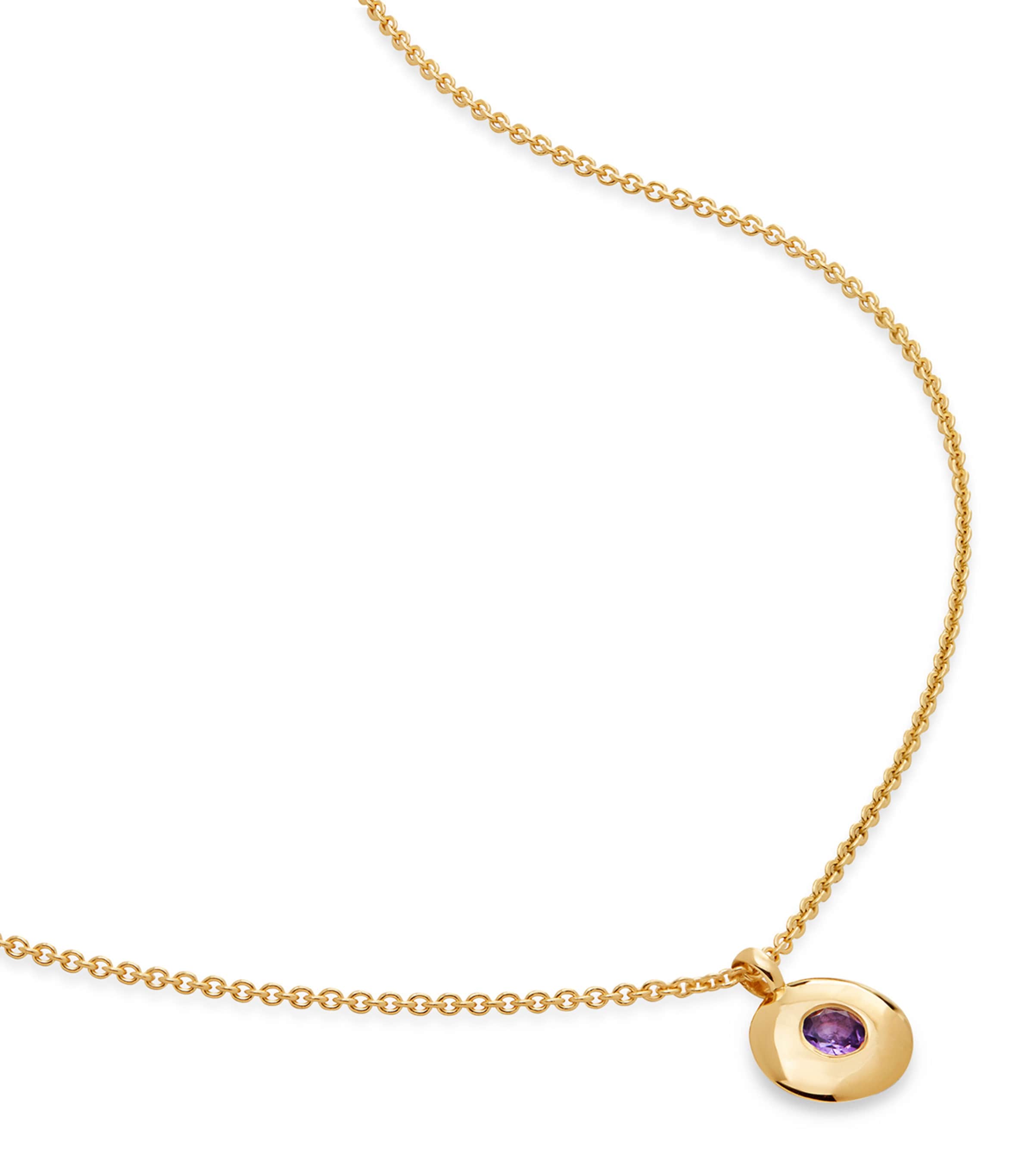 Monica Vinader Gold Vermeil and Amethyst February Birthstone Necklace Gold Vermeil Image 1