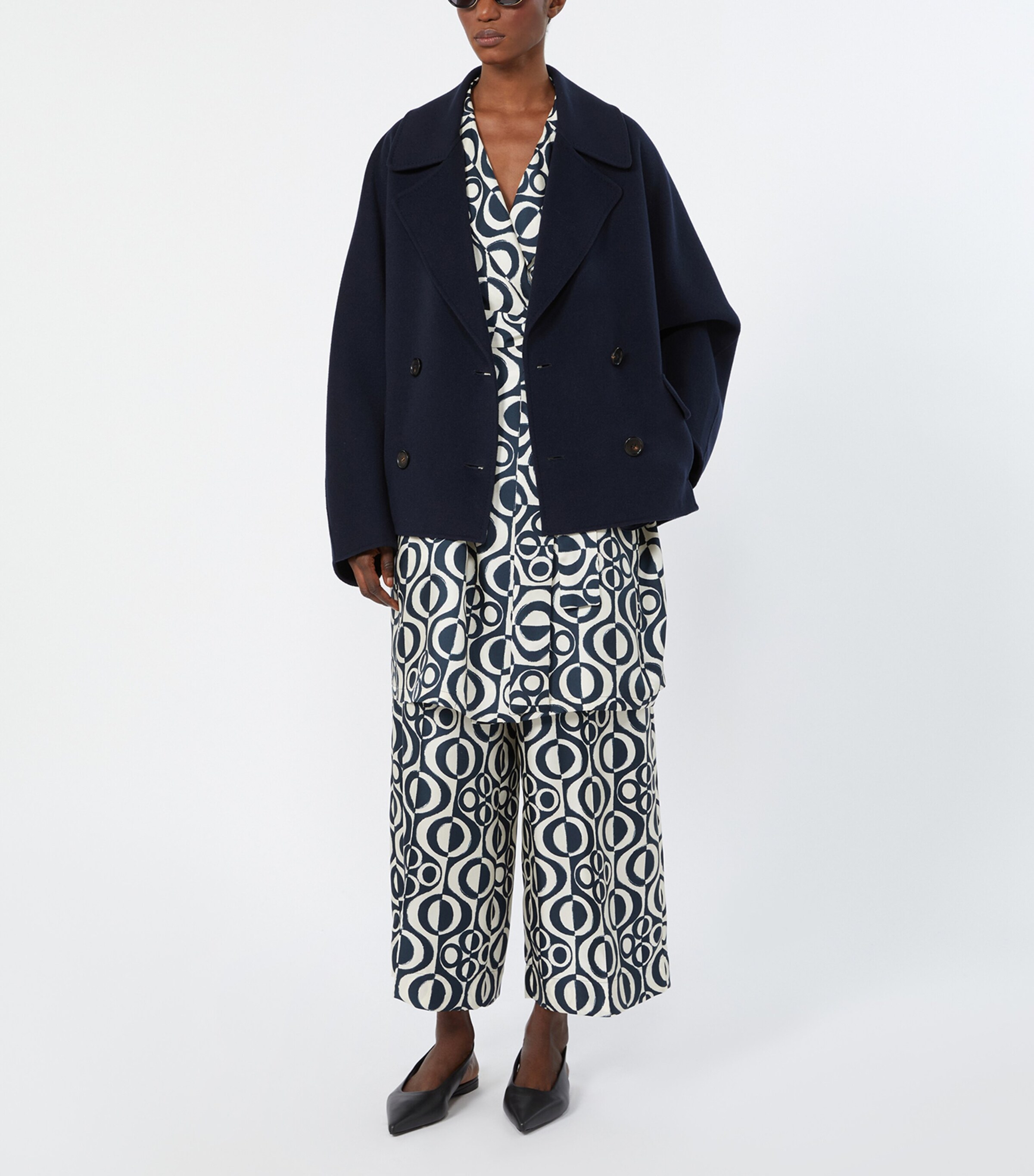 Max Mara Womens Silk Graphic Mini Wrap Dress Ultramarine Image 2