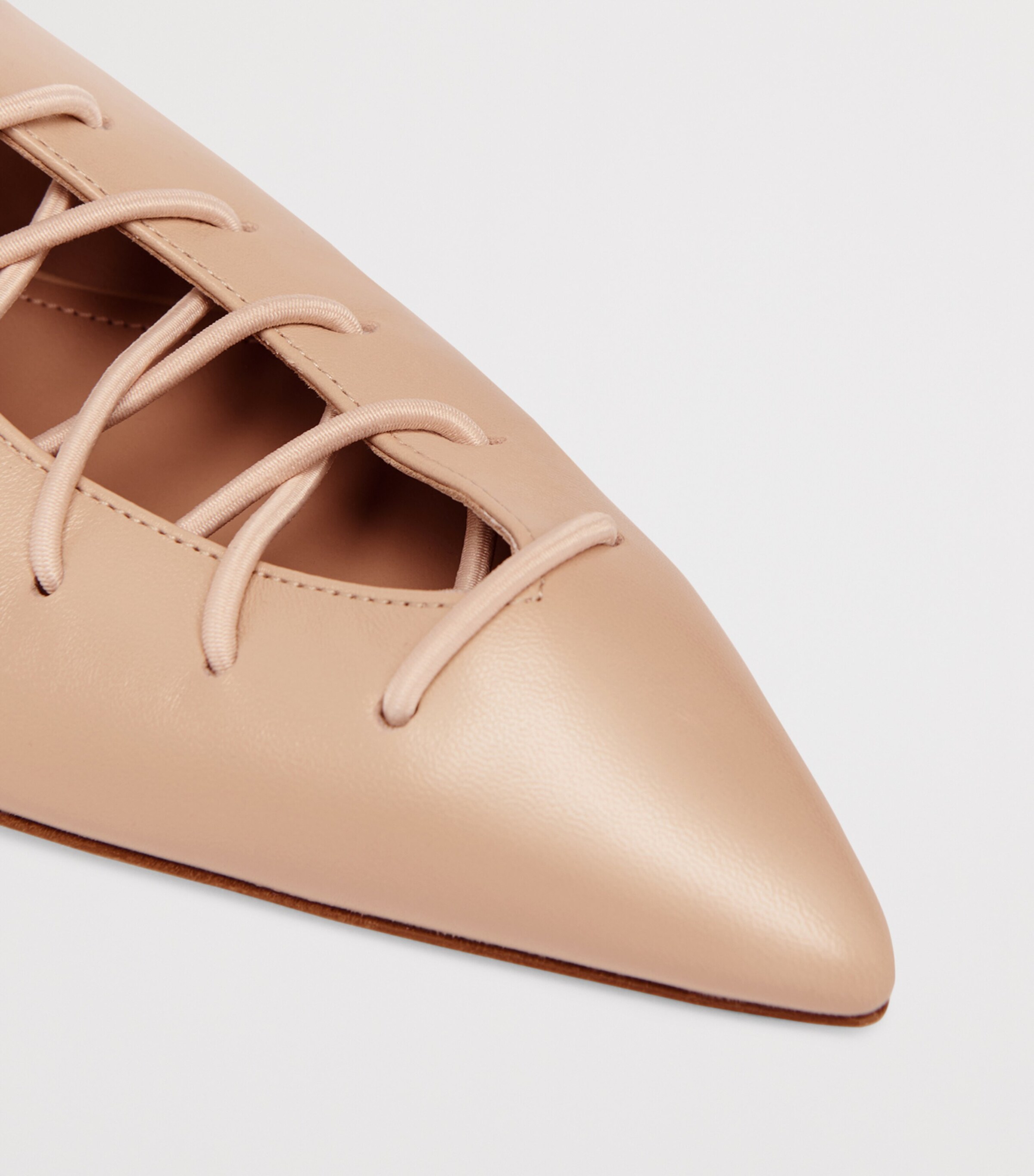 Malone Souliers Leather Lace-Up Alia Slingback Flats Buff Image 5