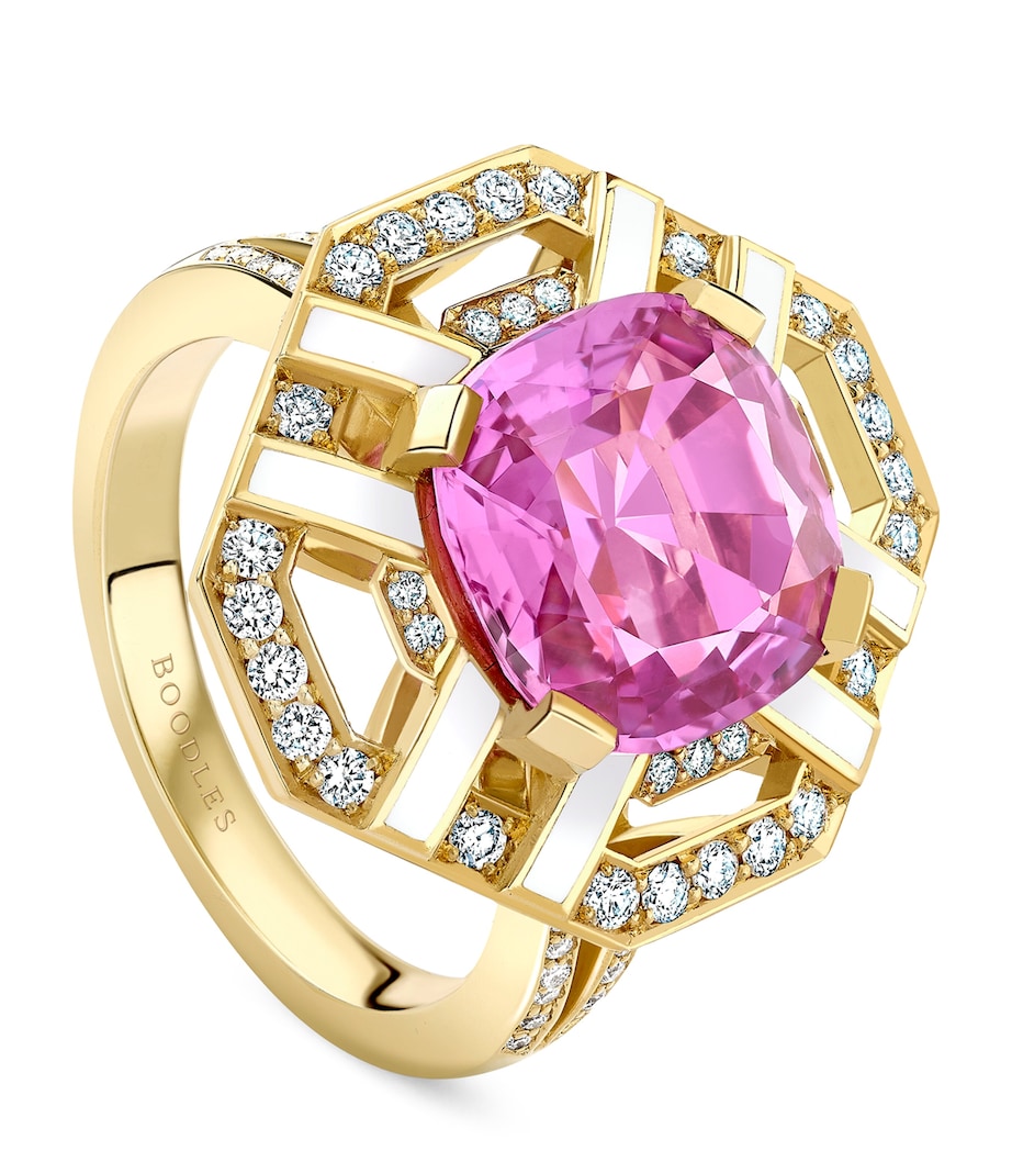 Yellow Gold, Diamond and Pink Sapphire Fifth Avenue Ring YELLOW GOLD Image 1