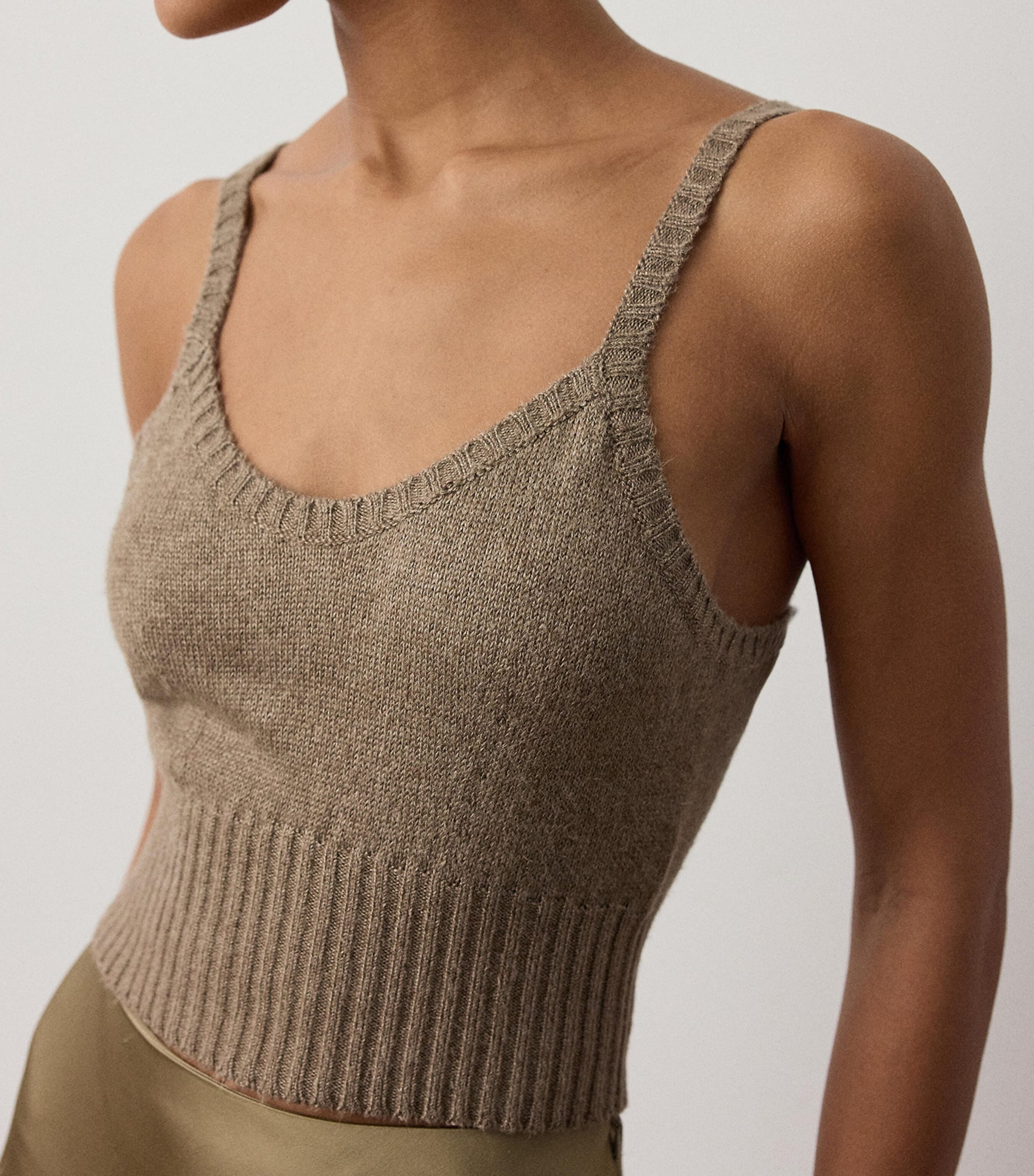 Ralph Lauren Collection Womens Silk-Blend Mouliné Camisole Sweater Portobello Melange Image 6
