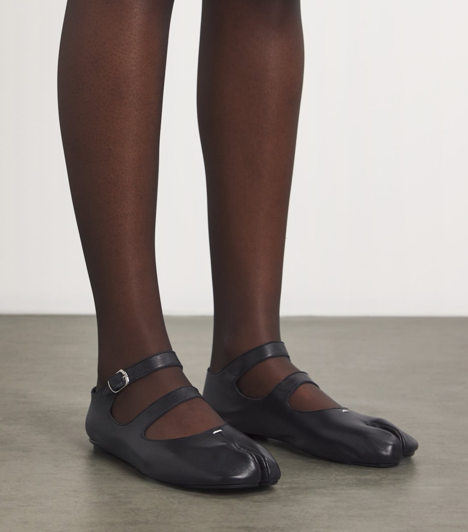 Maison Margiela Leather Tabi Strap Ballerina Flats Black Image 2