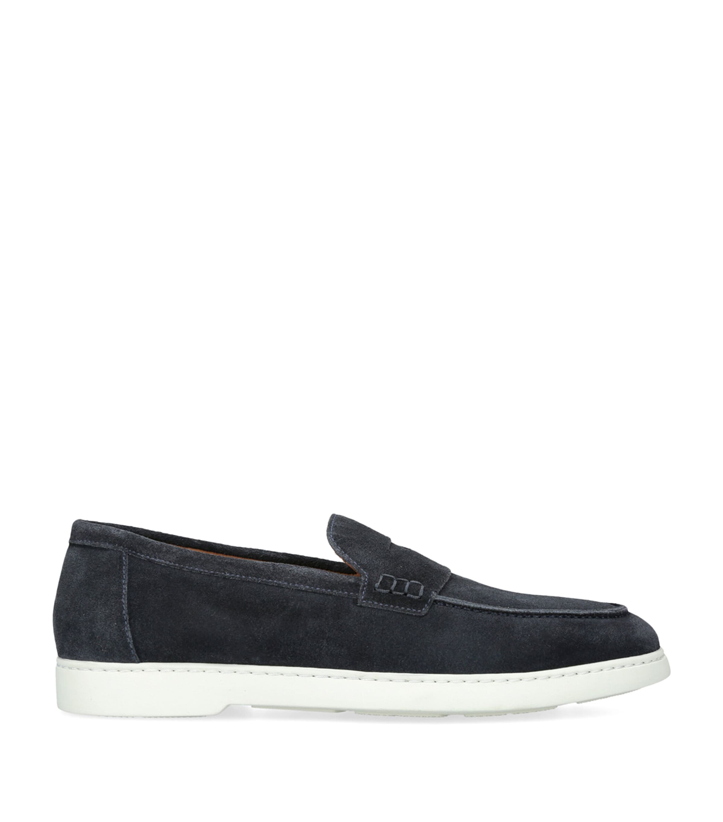 Doucal's Suede Wash Penny Loafers In Navy