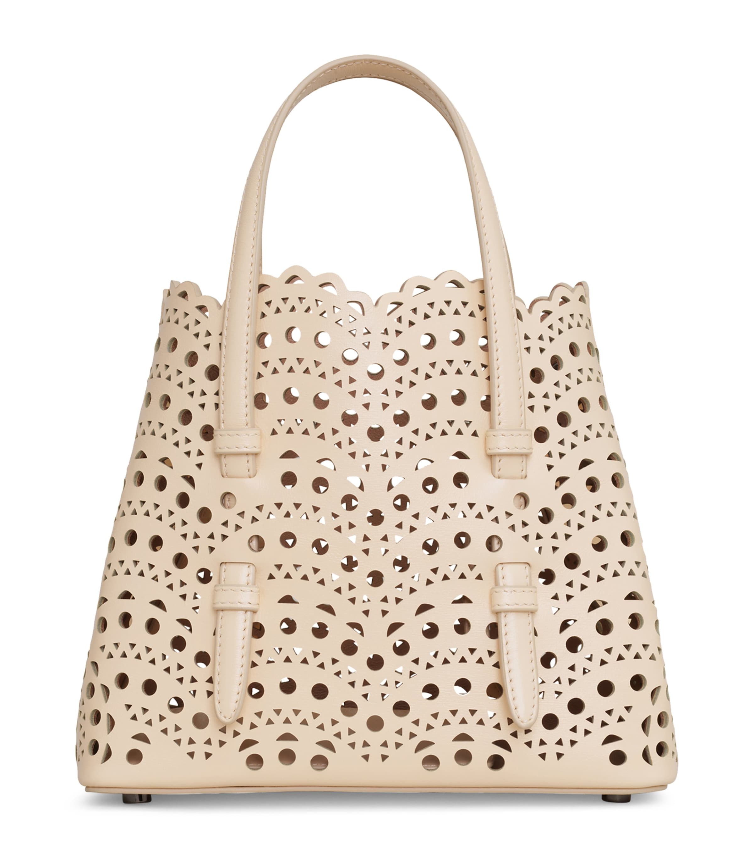 Alaïa Leather Mina 20 Top-handle Bag In Beige