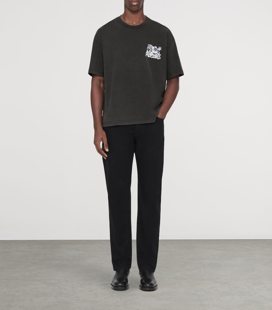 AllSaints Mens Organic Cotton Battles T-Shirt Washed Black Image 2