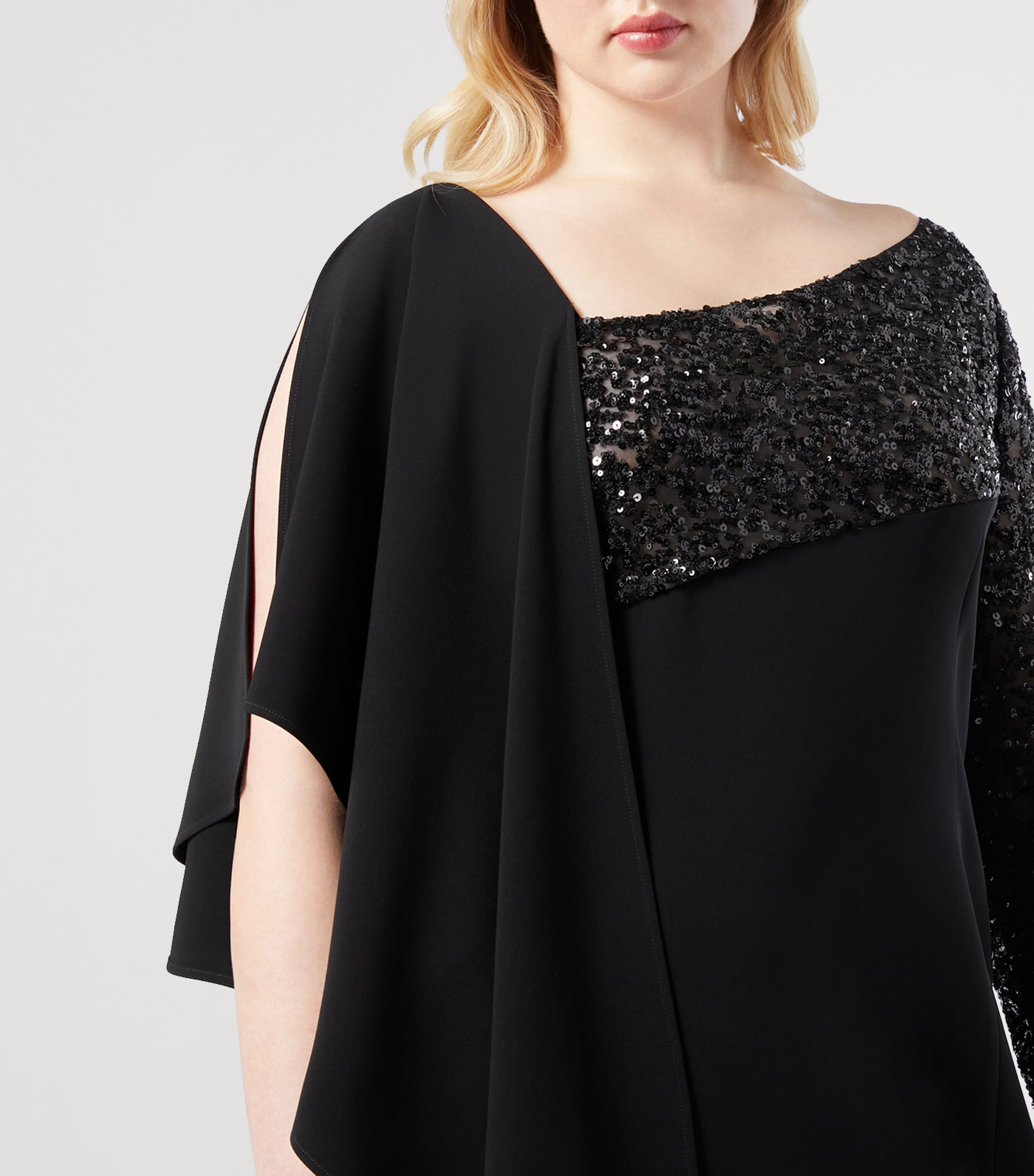 Sequin Crepe Maxi Dress BLACK Image 5