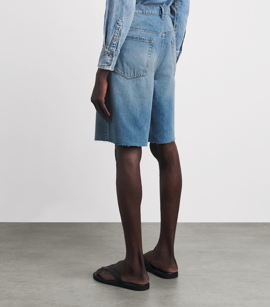 FRAME Mens Frayed Wide-Leg Denim Shorts Crus Image 5