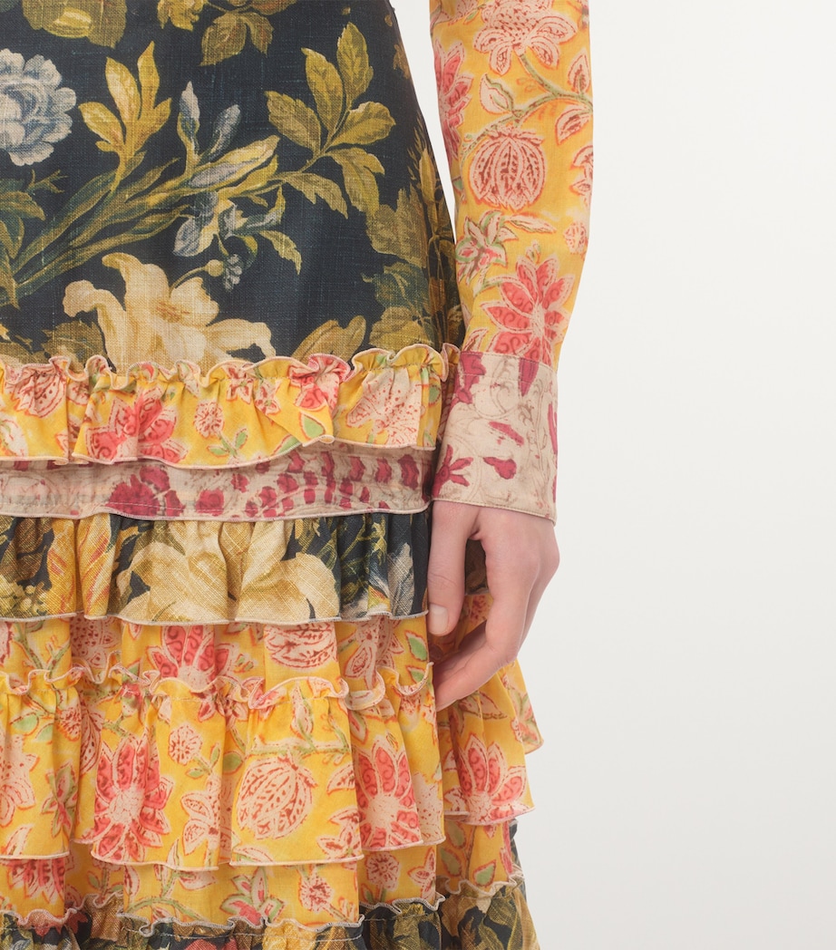 Valentino Womens Cotton Tiered Floral Print Skirt Image 4