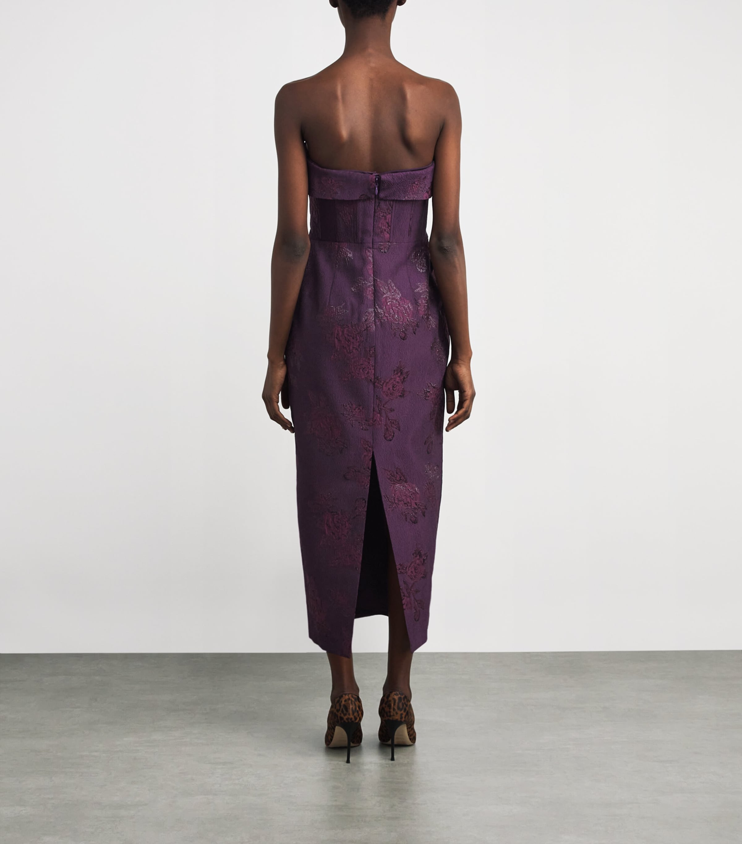 Brocade Alfina Midi Dress BLACKBERRY Image 3