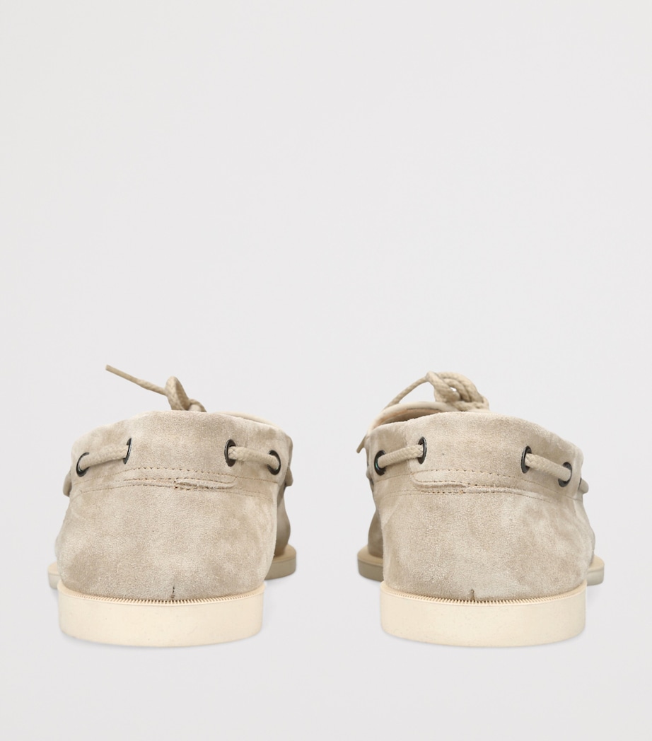 Suede Foil Boat Shoes BEIGE Image 2