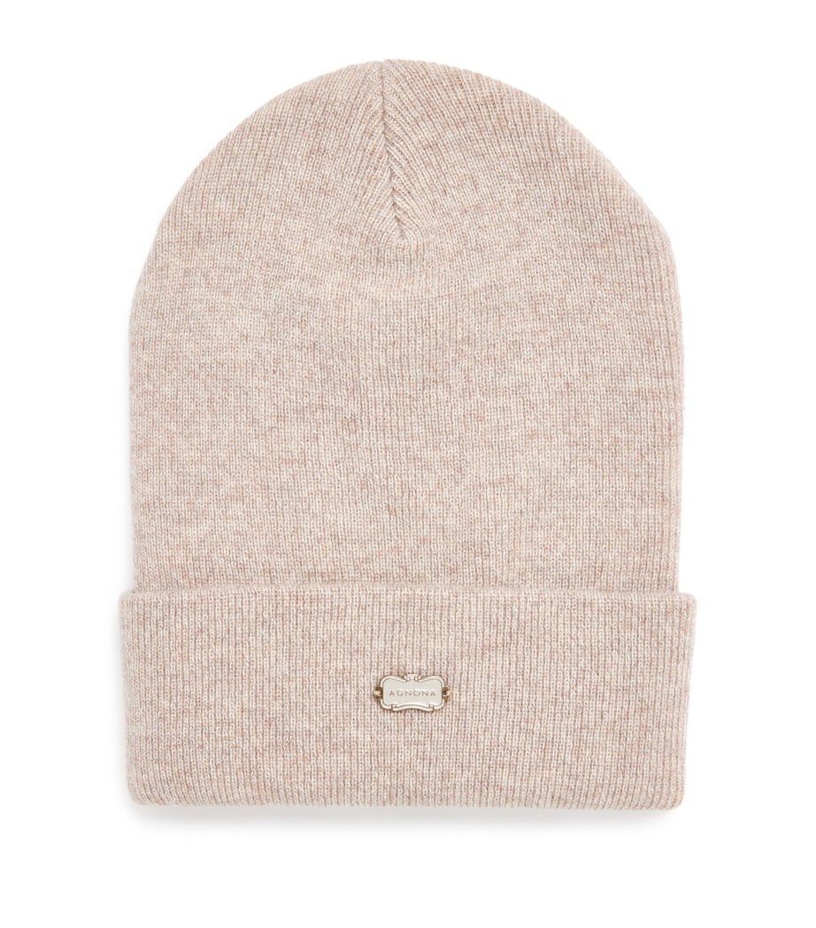 Cashmere Logo-Plaque Beanie N20BEIGE - ALBINO Image 1