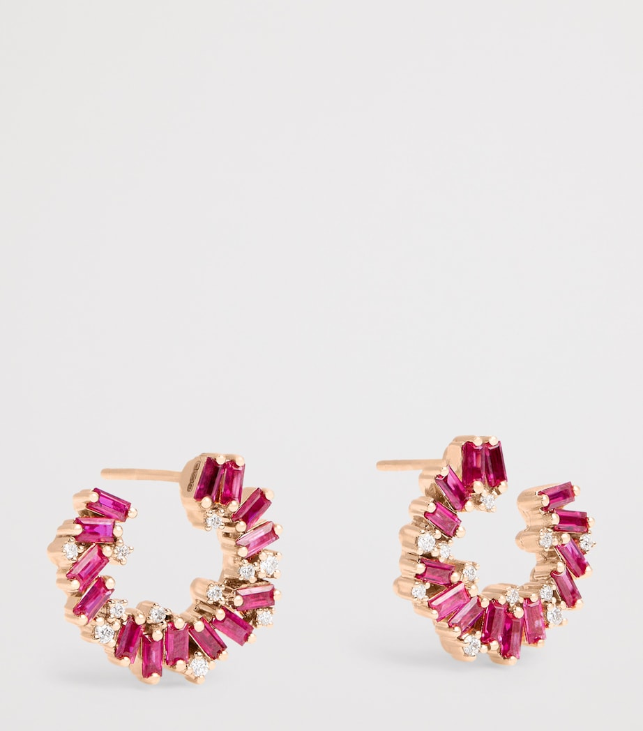 Suzanne Kalan Rose Gold, Diamond and Ruby Frenzy Spiral Earrings Rg/ruby Image 3