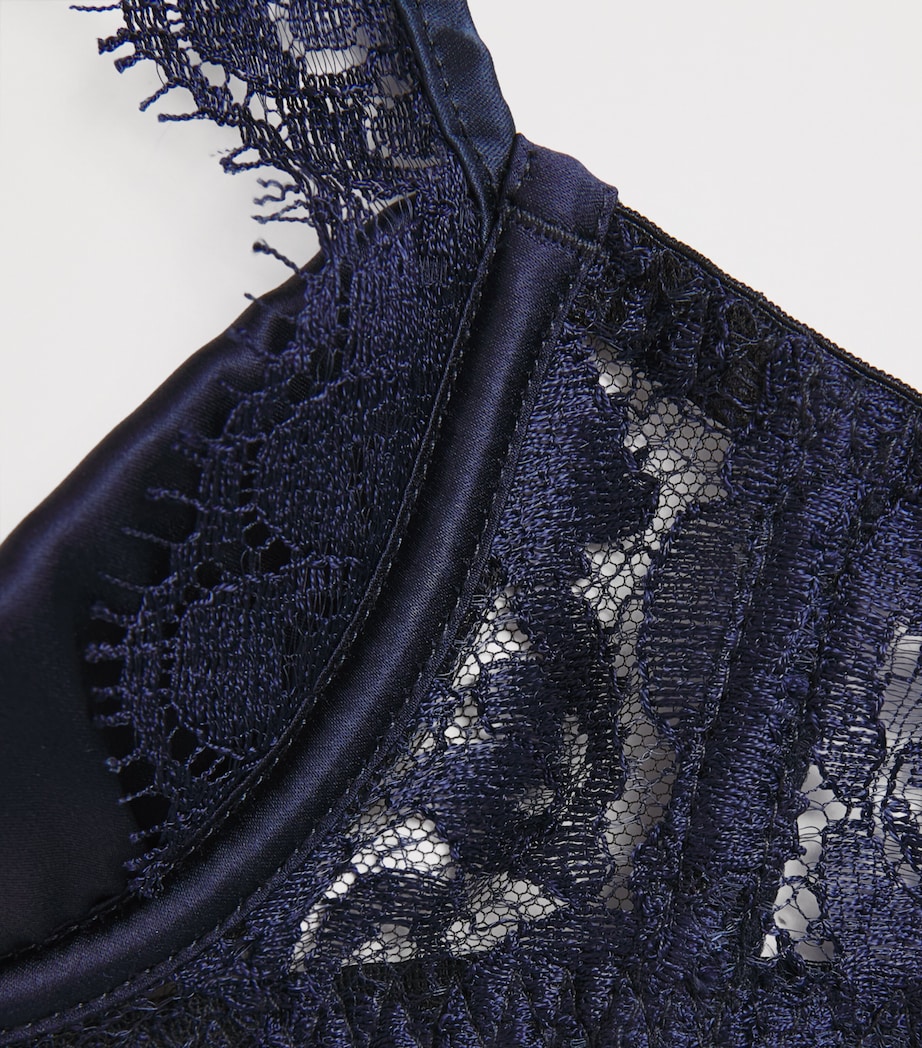 Coco De Mer Womens Lace Tamara Quarter-Cup Bra Sapphire Image 2