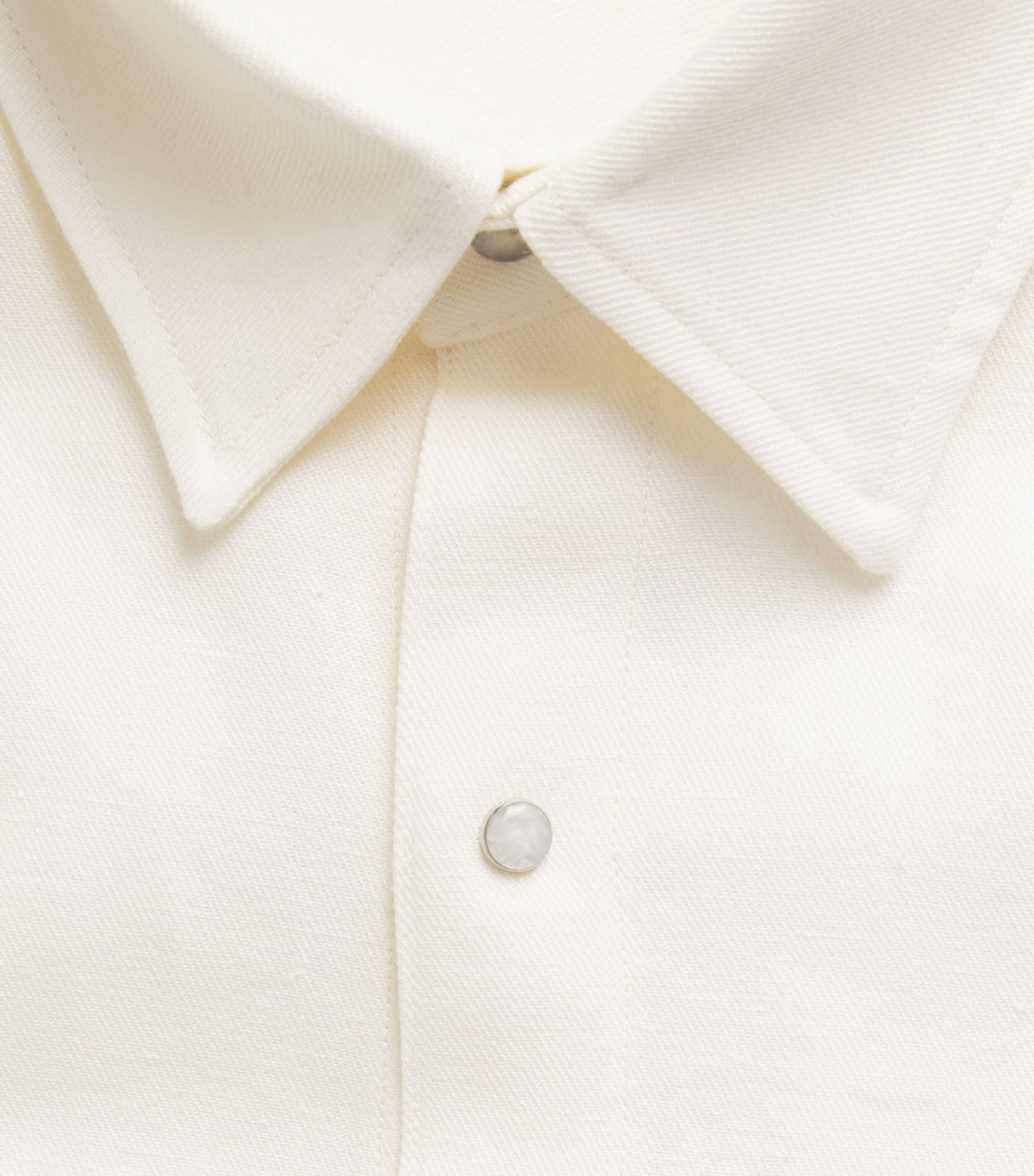 GOD'S TRUE CASHMERE Mens Linen Ivory Shirt Moonstone Image 6