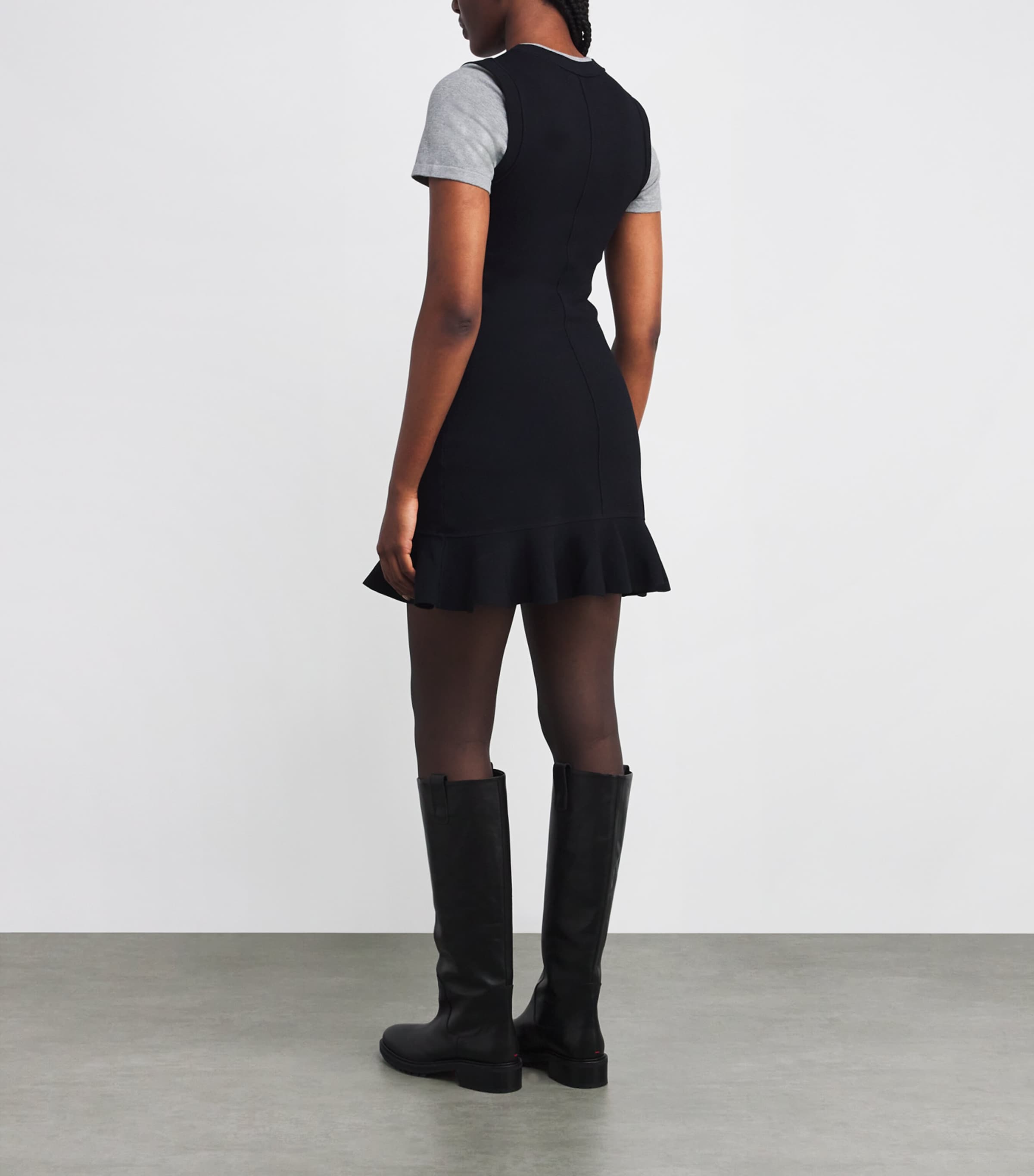 Knit Contrast-Sleeve Mini Dress NAVY BLUE Image 3