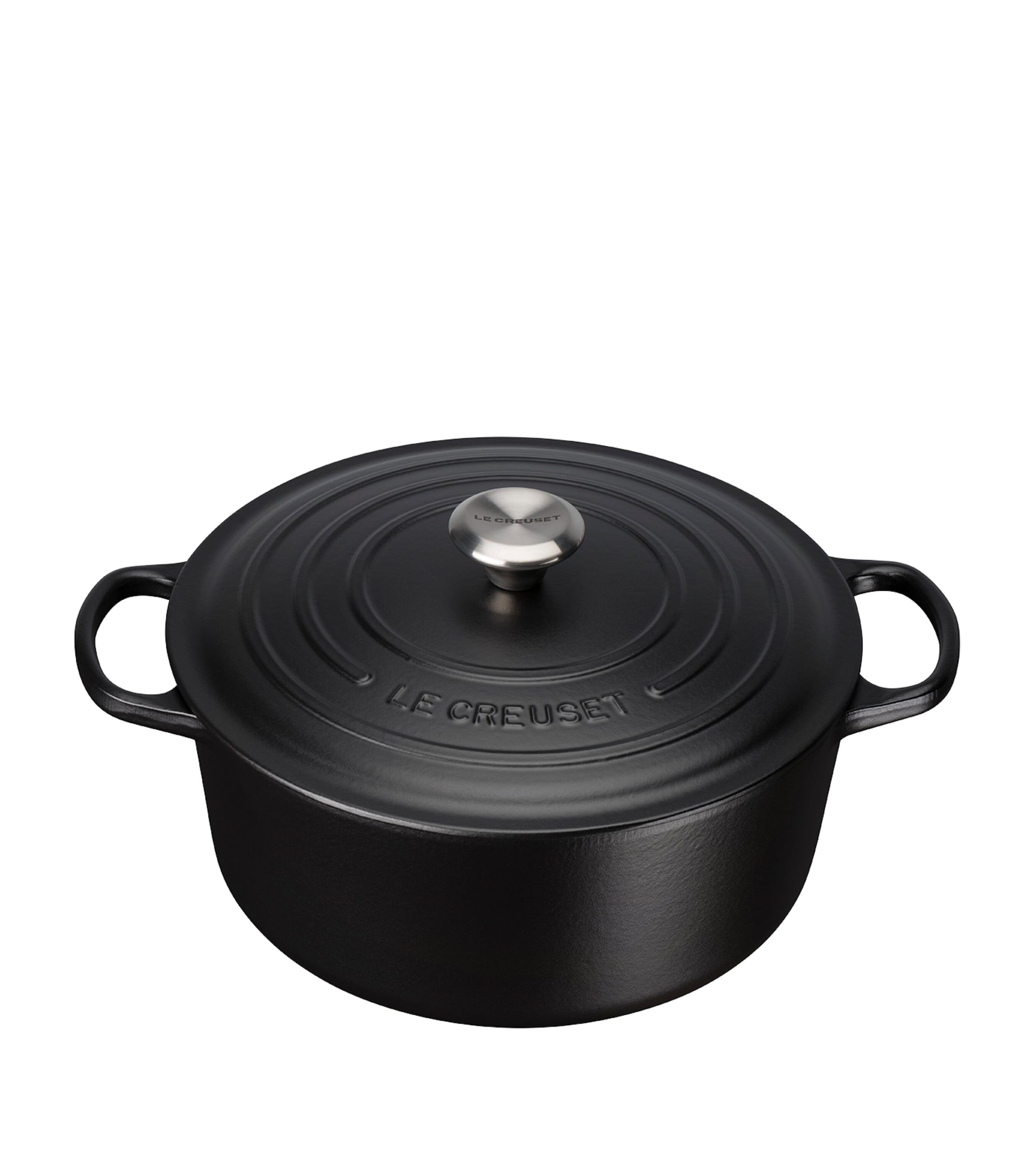 Le Creuset Cast Iron Round Casserole Dish In Black