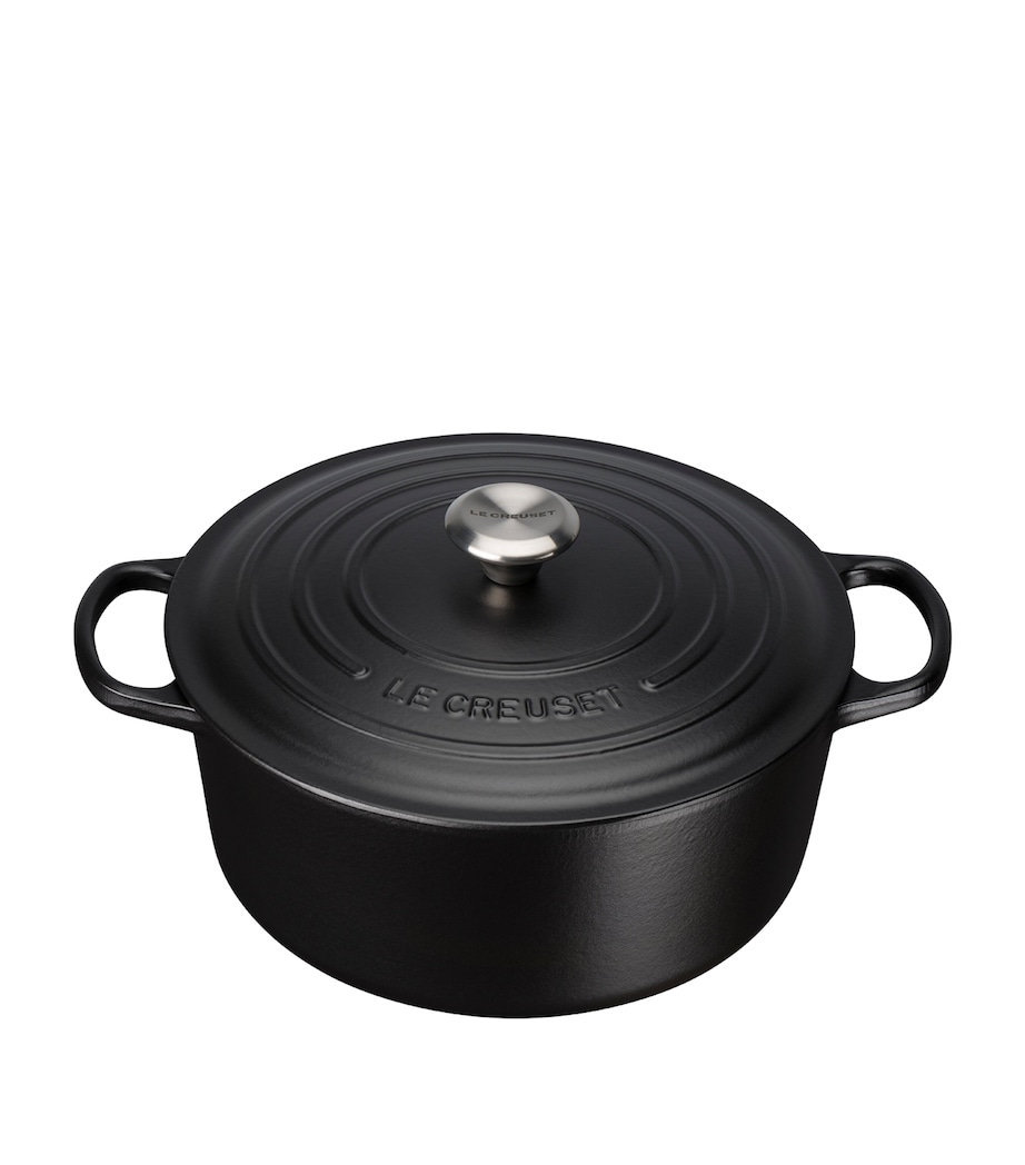 Cast Iron Round Casserole Dish (28cm) BLACK Image 1