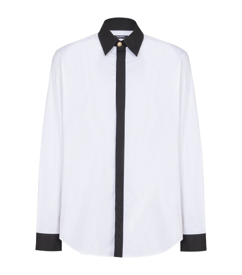 Balmain Mens Cotton Two-Tone Shirt Gab Blanc/noir Image 1