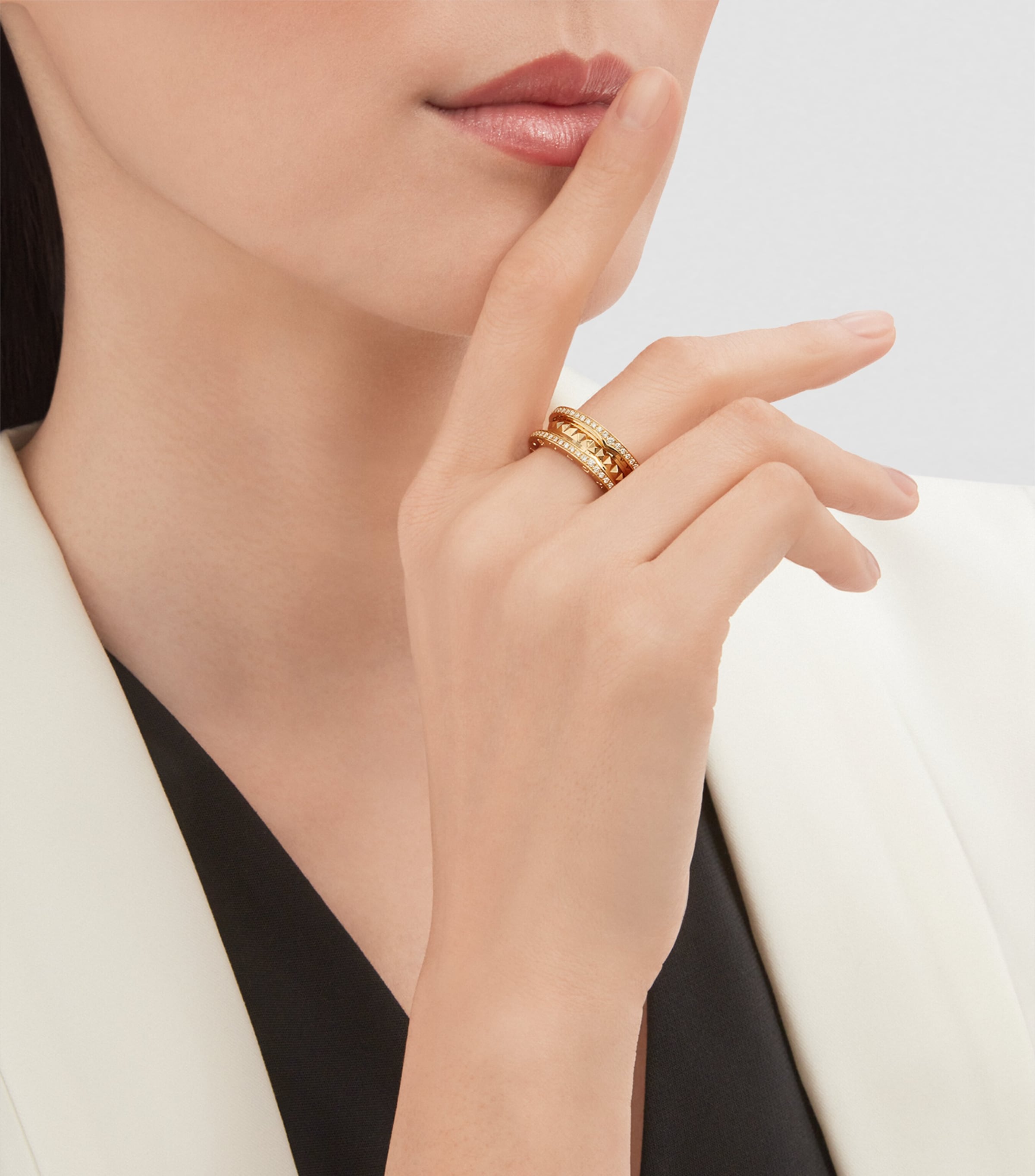 Yellow Gold and Diamond B.zero1 Rock Two-Band Ring YELLOW GOLD Image 7