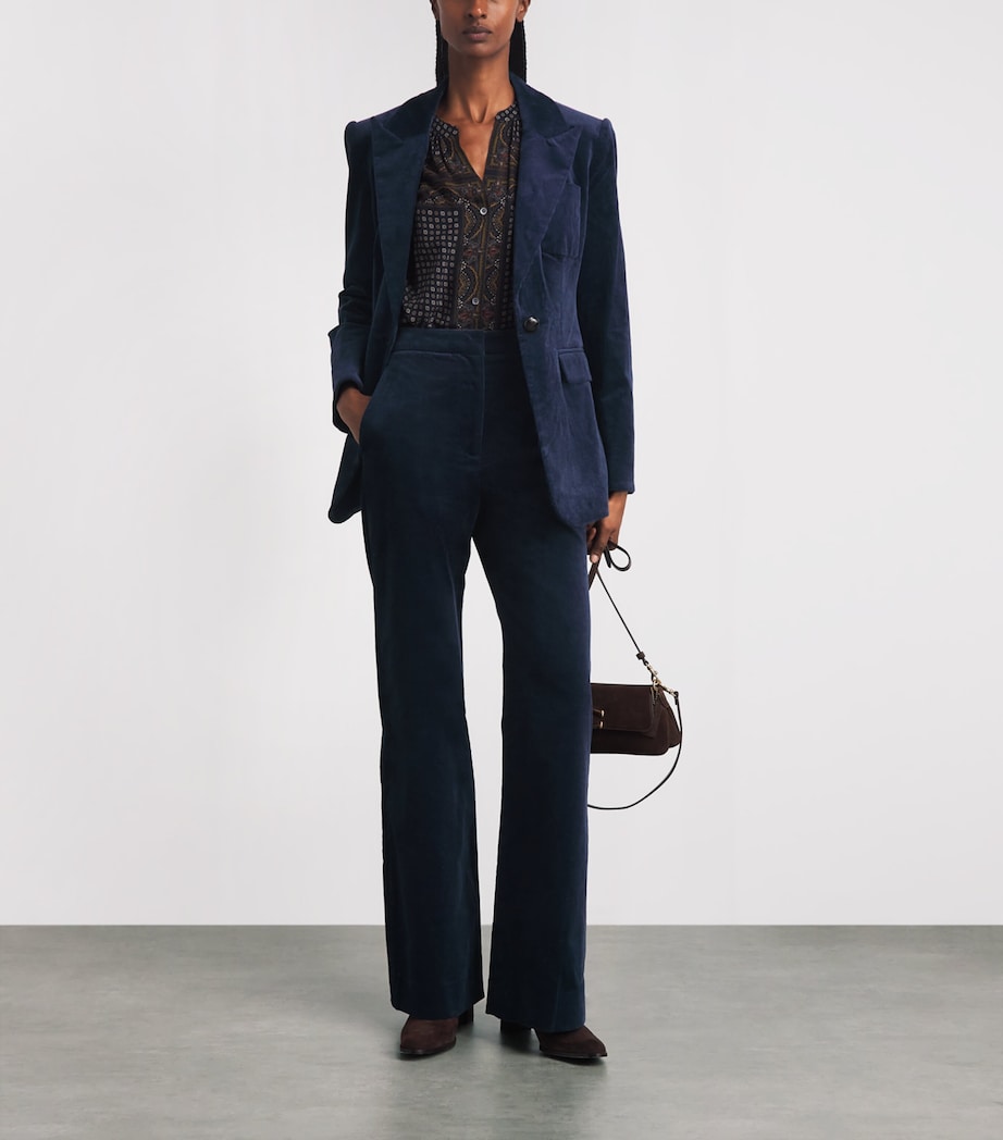 Veronica Beard Womens Corduroy Holt Wide-Leg Trousers Heritage Navy Image 2