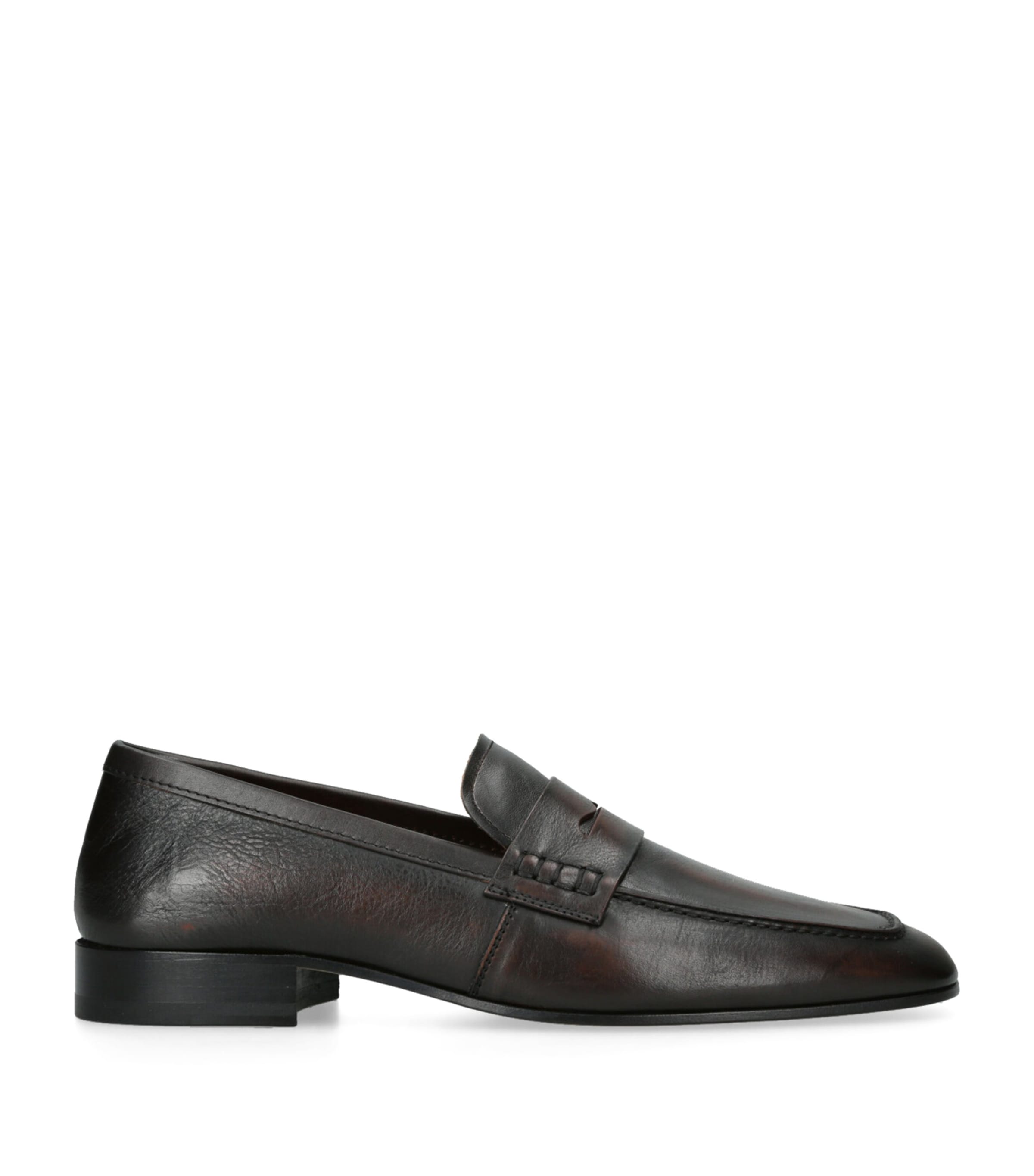 DRIES VAN NOTEN Mens Leather Penny Loafers Mid Brown Image 1