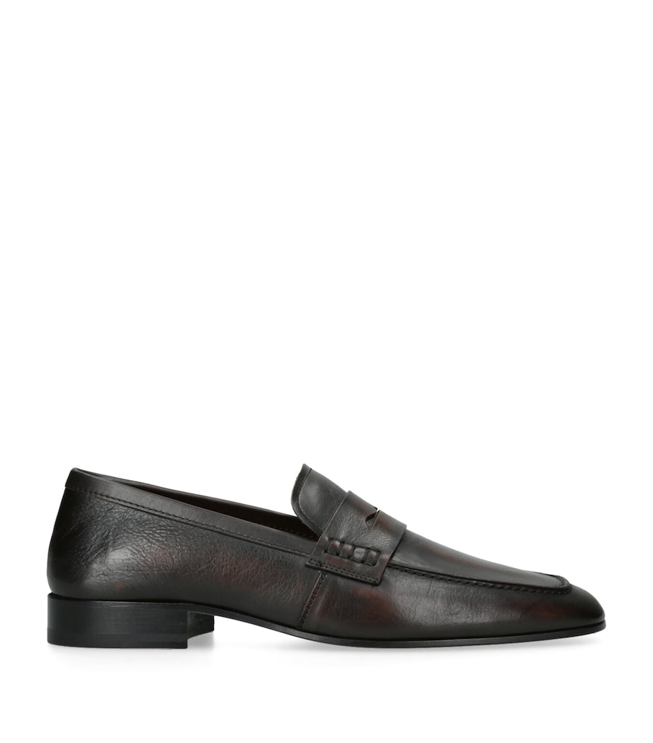 DRIES VAN NOTEN Mens Leather Penny Loafers Mid Brown Image 1