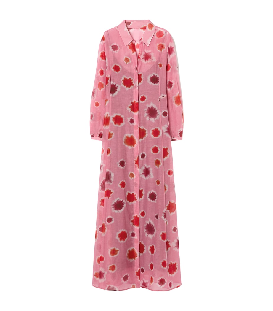 Marina Rinaldi Womens Cotton-Silk Maxi Shirt Dress Pink Image 1