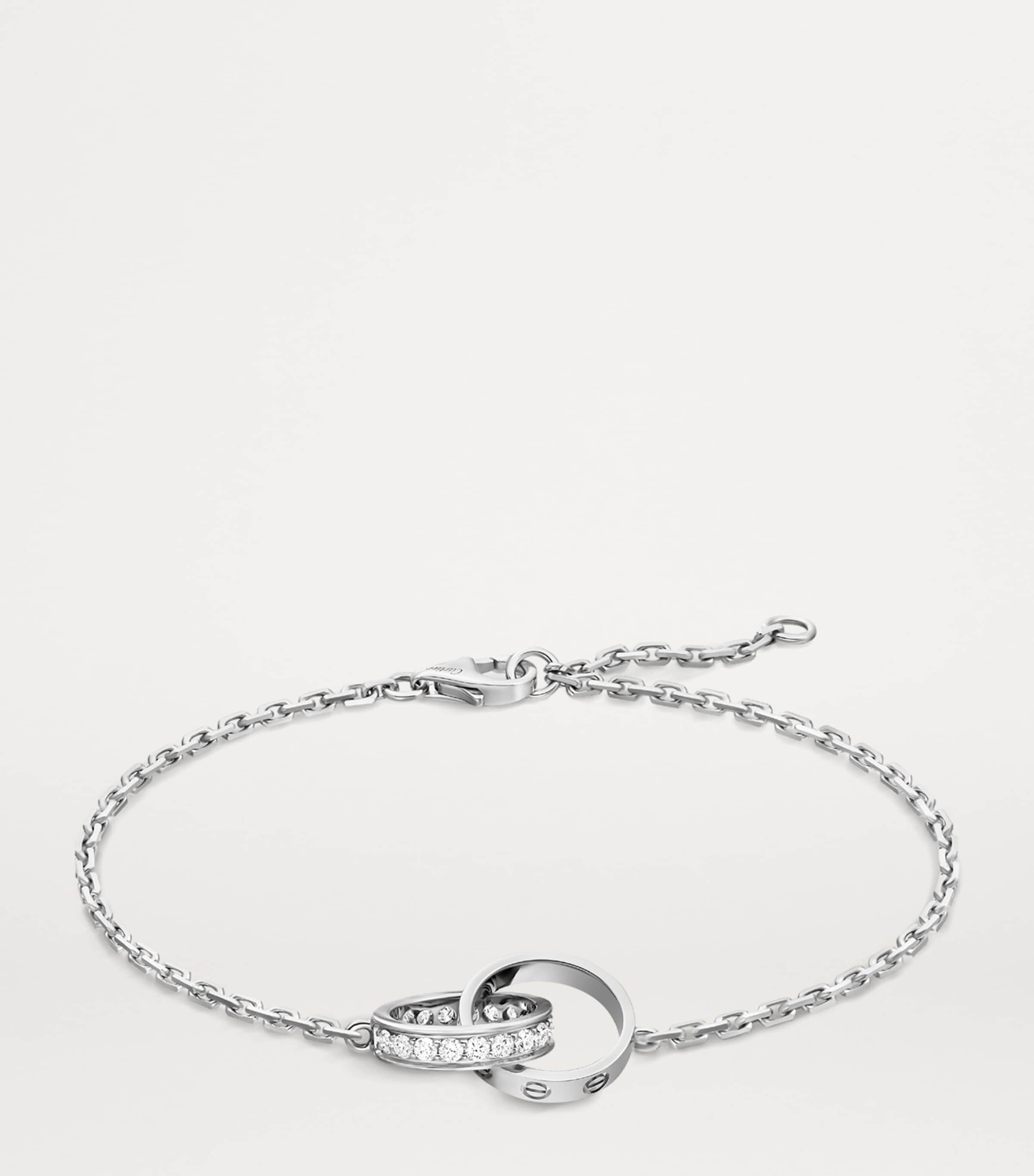 White Gold and Diamond LOVE Chain Bracelet WHITE GOLD Image 2