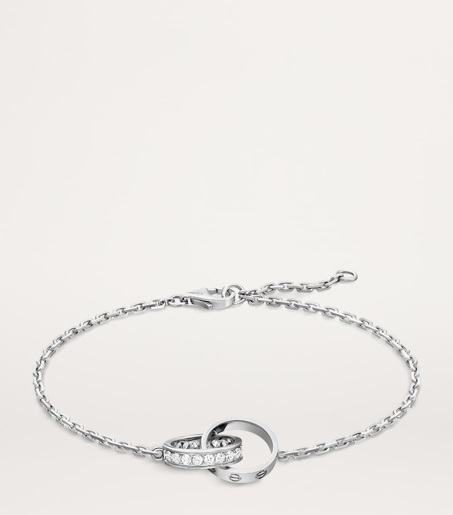 White Gold and Diamond LOVE Chain Bracelet WHITE GOLD Image 2
