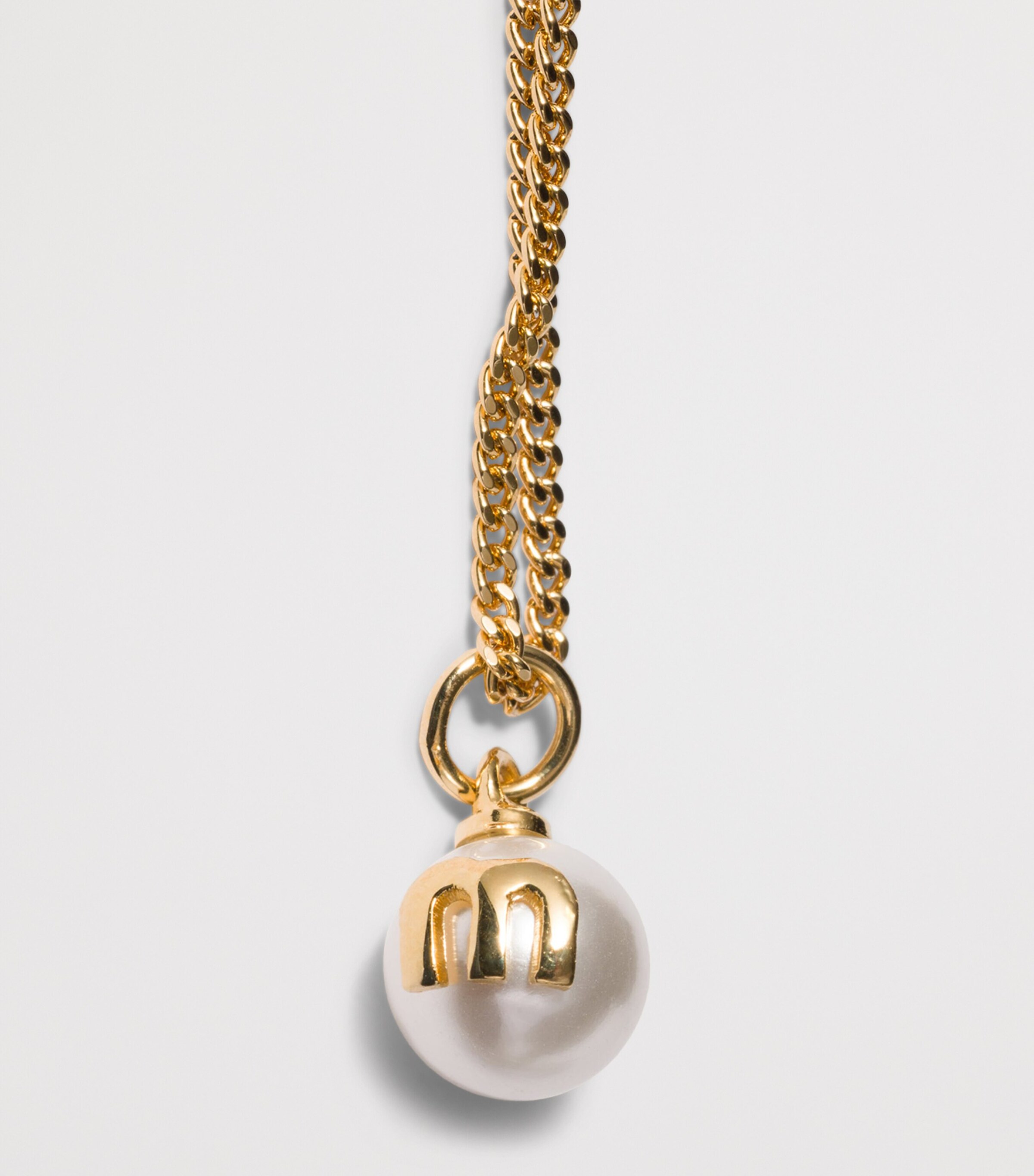 Miu Miu Pearl-Effect Pendant Necklace Gold/silver Image 3