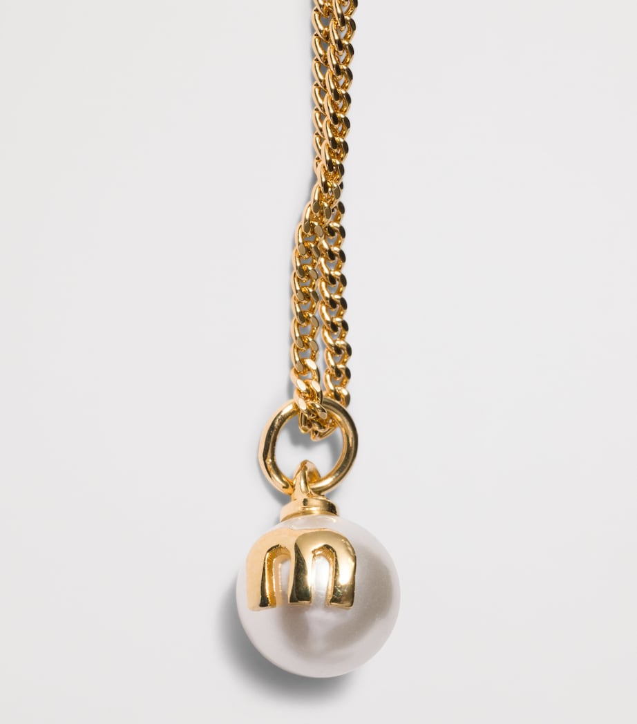 Miu Miu Pearl-Effect Pendant Necklace Gold/silver Image 3