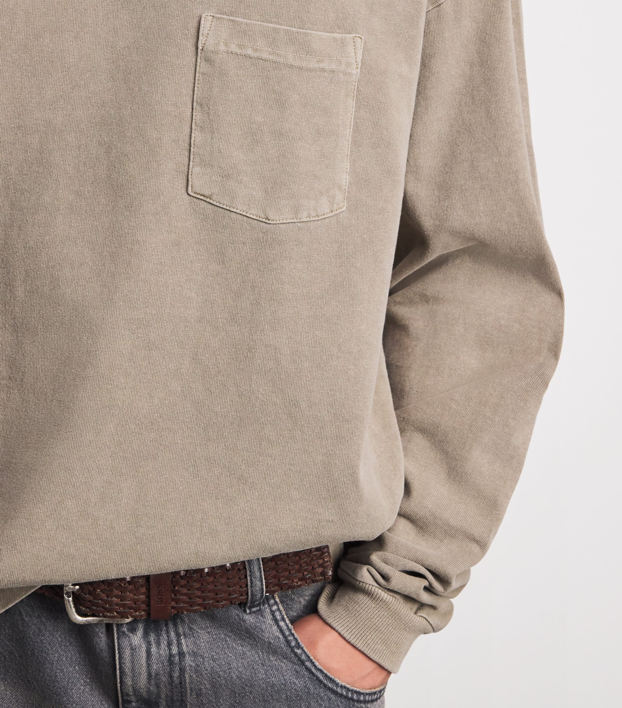 AGOLDE Mens Cotton Lucan Long-Sleeve T-Shirt Trail Image 3