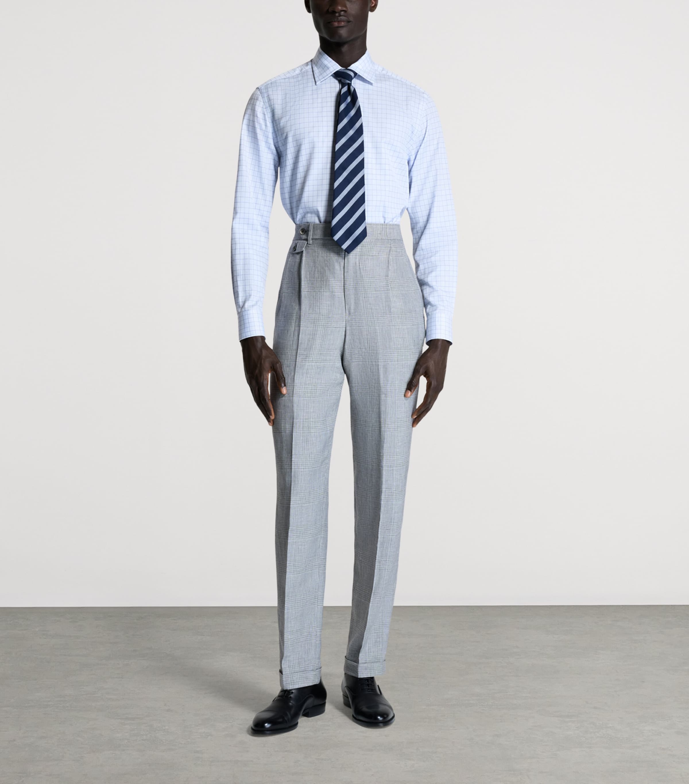 Dunhill Mens Prince of Wales Check Tailored Trousers Image 2