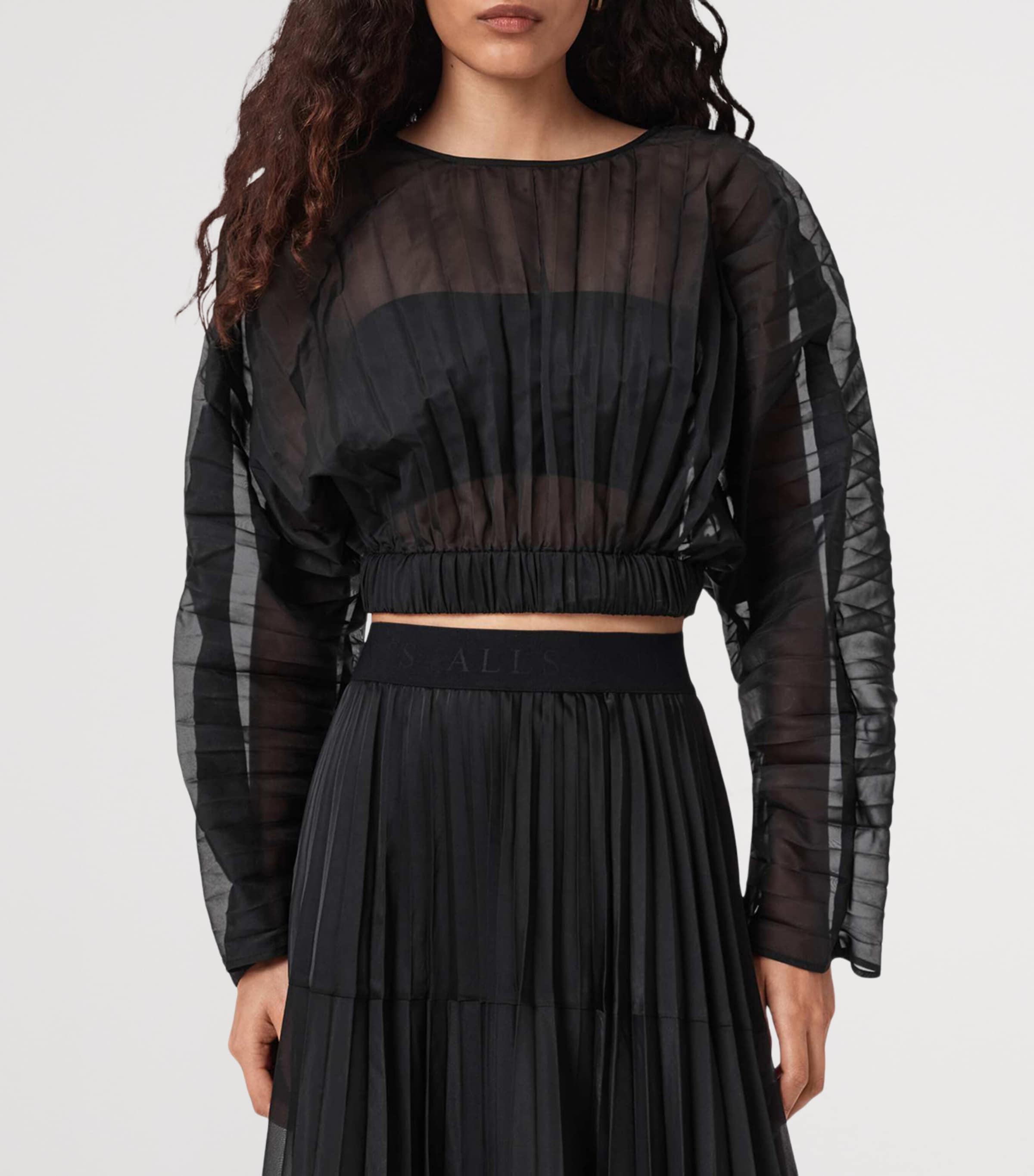 Pleated Micaela Top BLACK Image 3