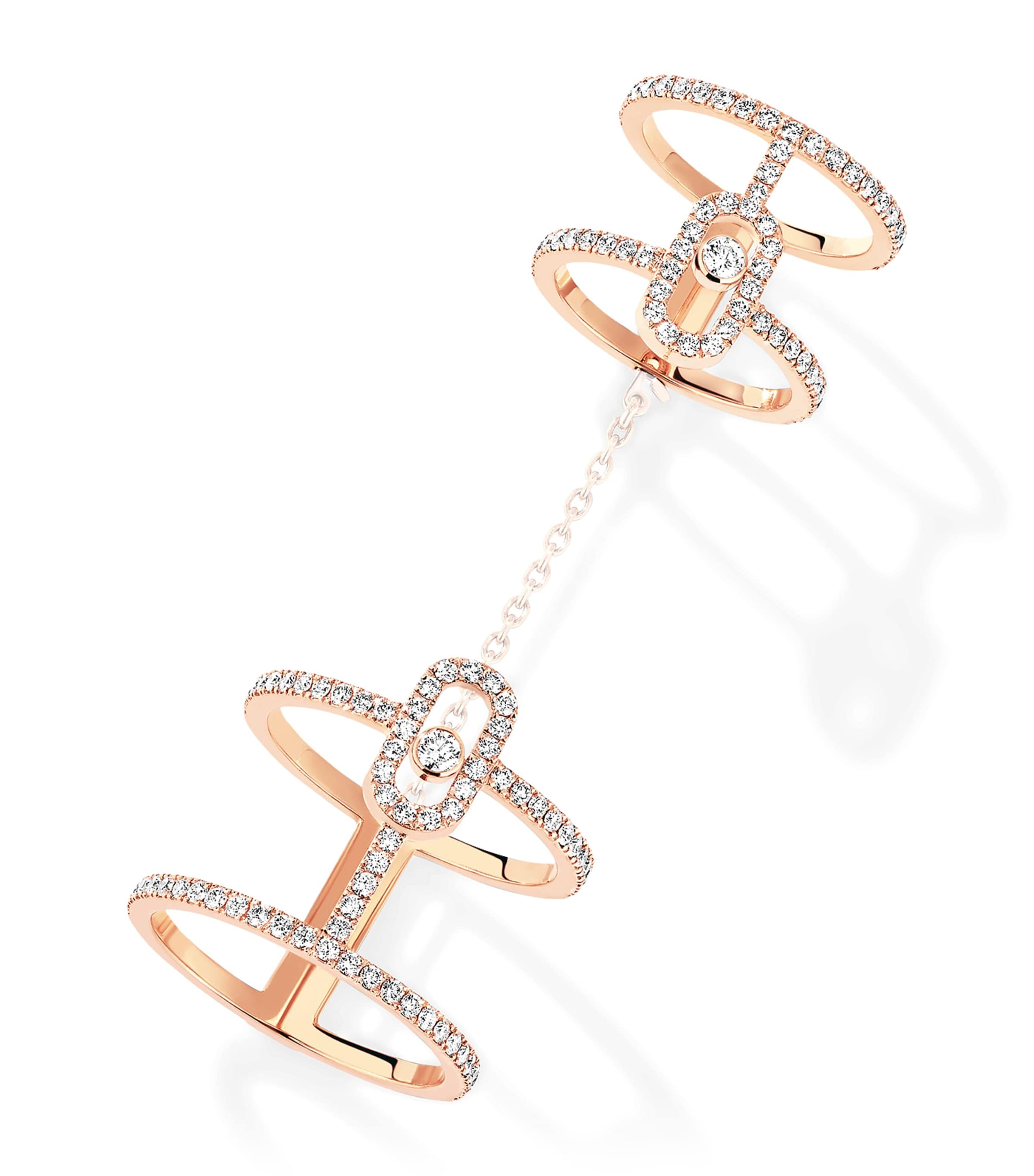 Messika Move Uno Pink Gold and Diamond Double Ring (0.95ct) Pink Gold Image 1