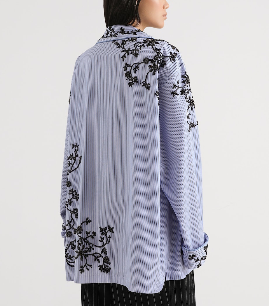 Dolce&Gabbana Womens Cotton-Silk Stripe Embroidered Shirt Embr Image 5