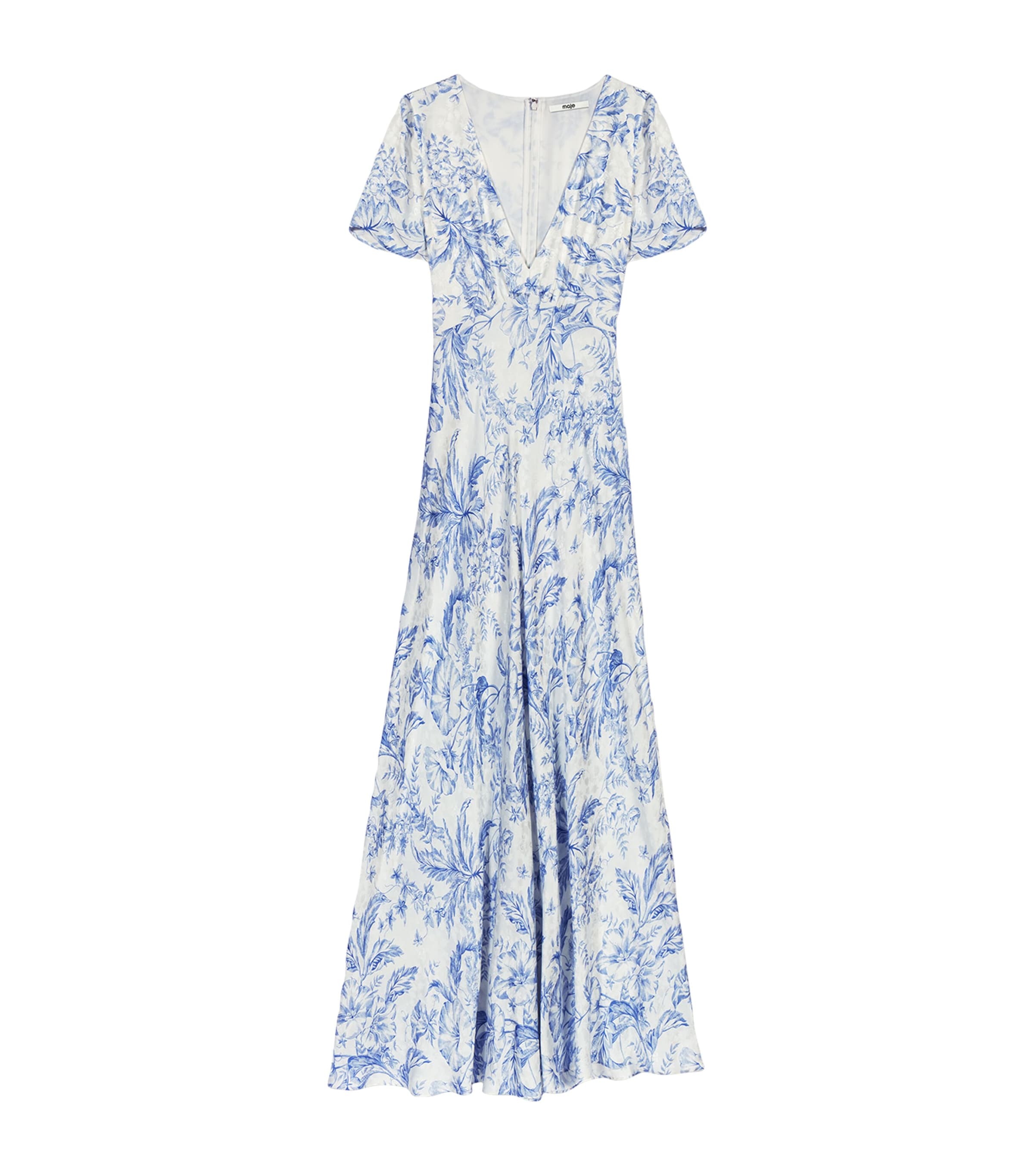 Maje Womens Floral Maxi Dress Sky Blue Large Image 1