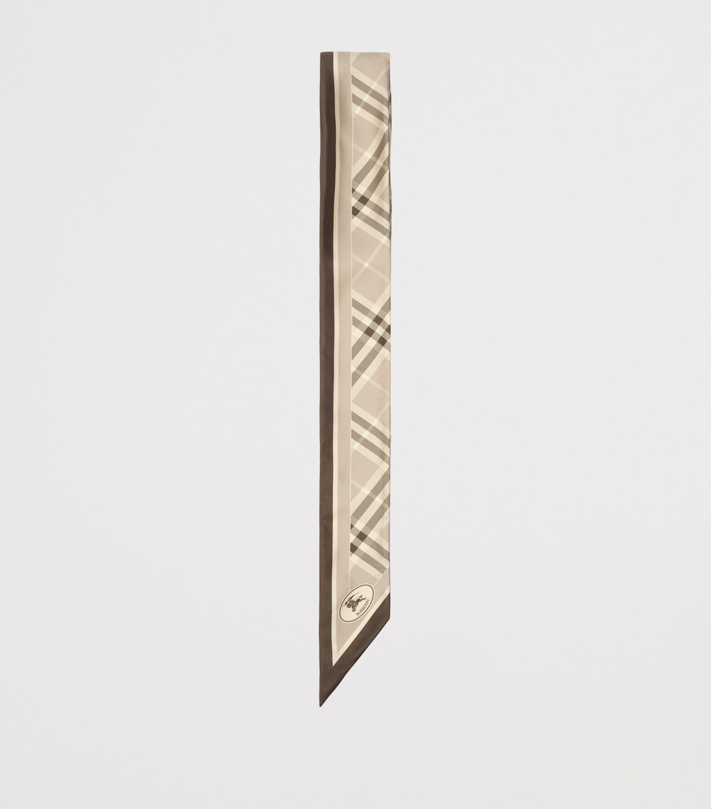 Burberry Silk Check Skinny Scarf Dove Grey Image 4