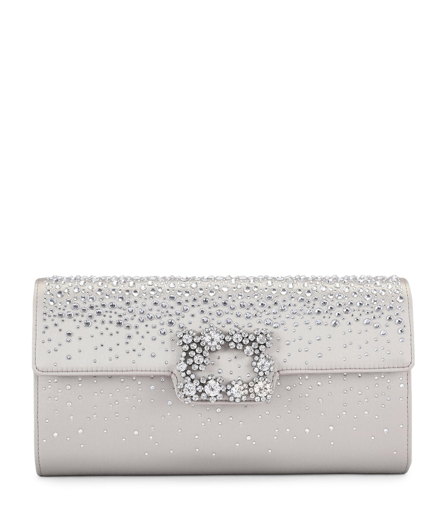 Roger Vivier Embellished Efflorescence Envelope Clutch Bag Grey Image 1