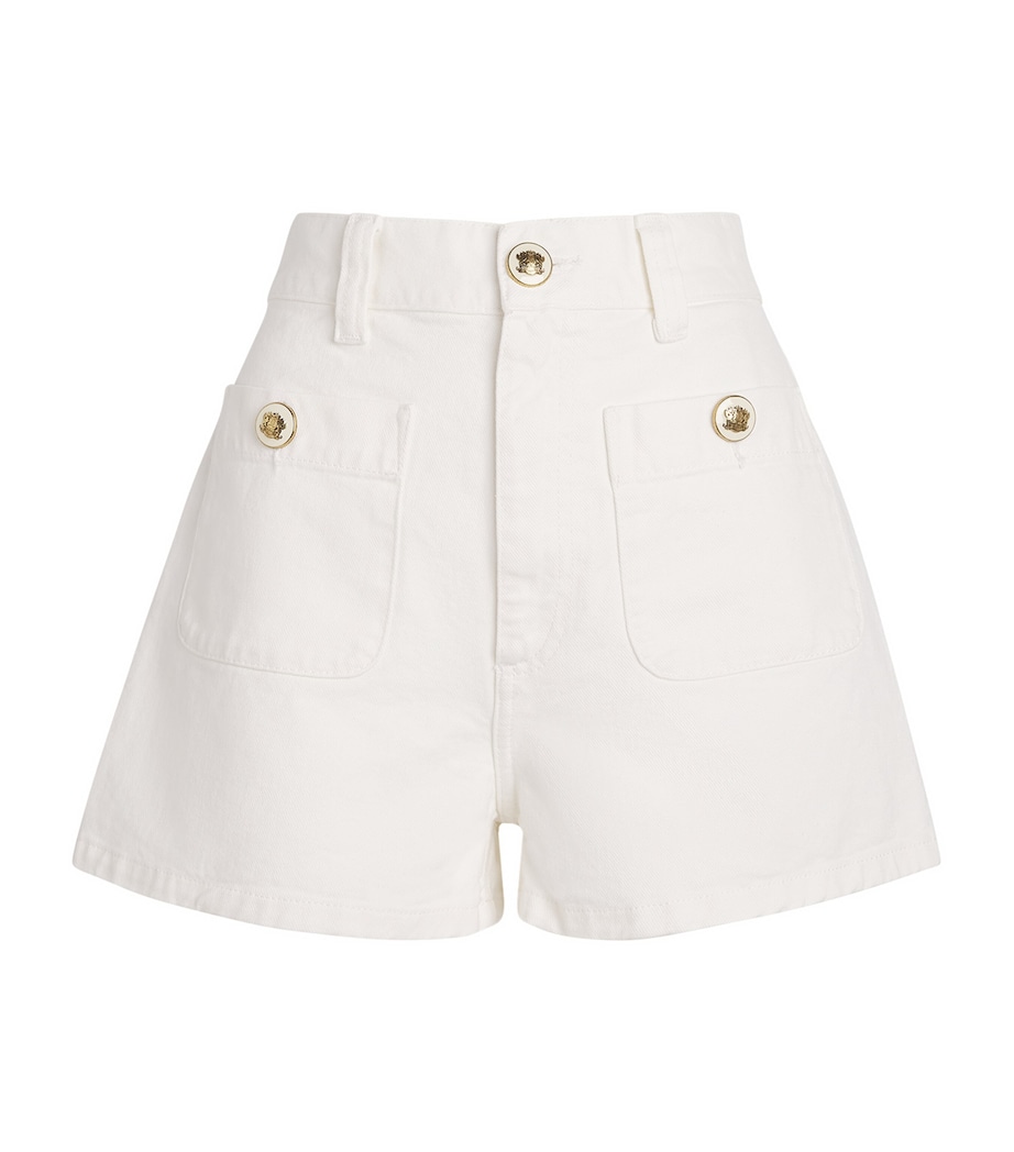 Sandro Paris Womens Denim High-Waist Shorts White Image 1