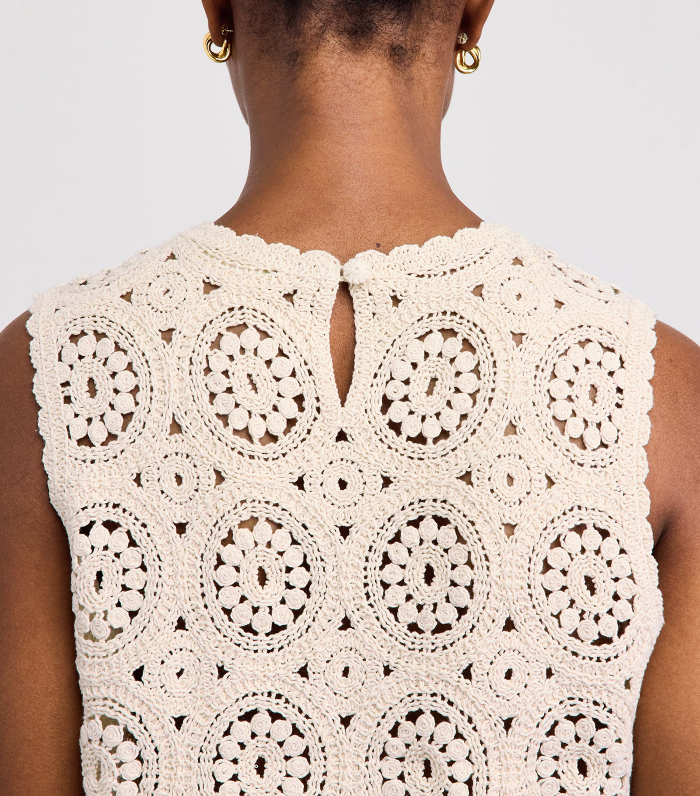 FRAME Womens Crochet Tank Top Crea Cream Image 3