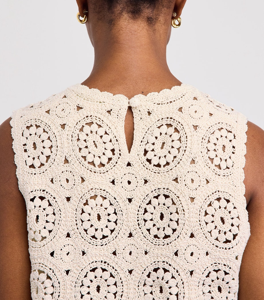 FRAME Womens Crochet Tank Top Crea Cream Image 3