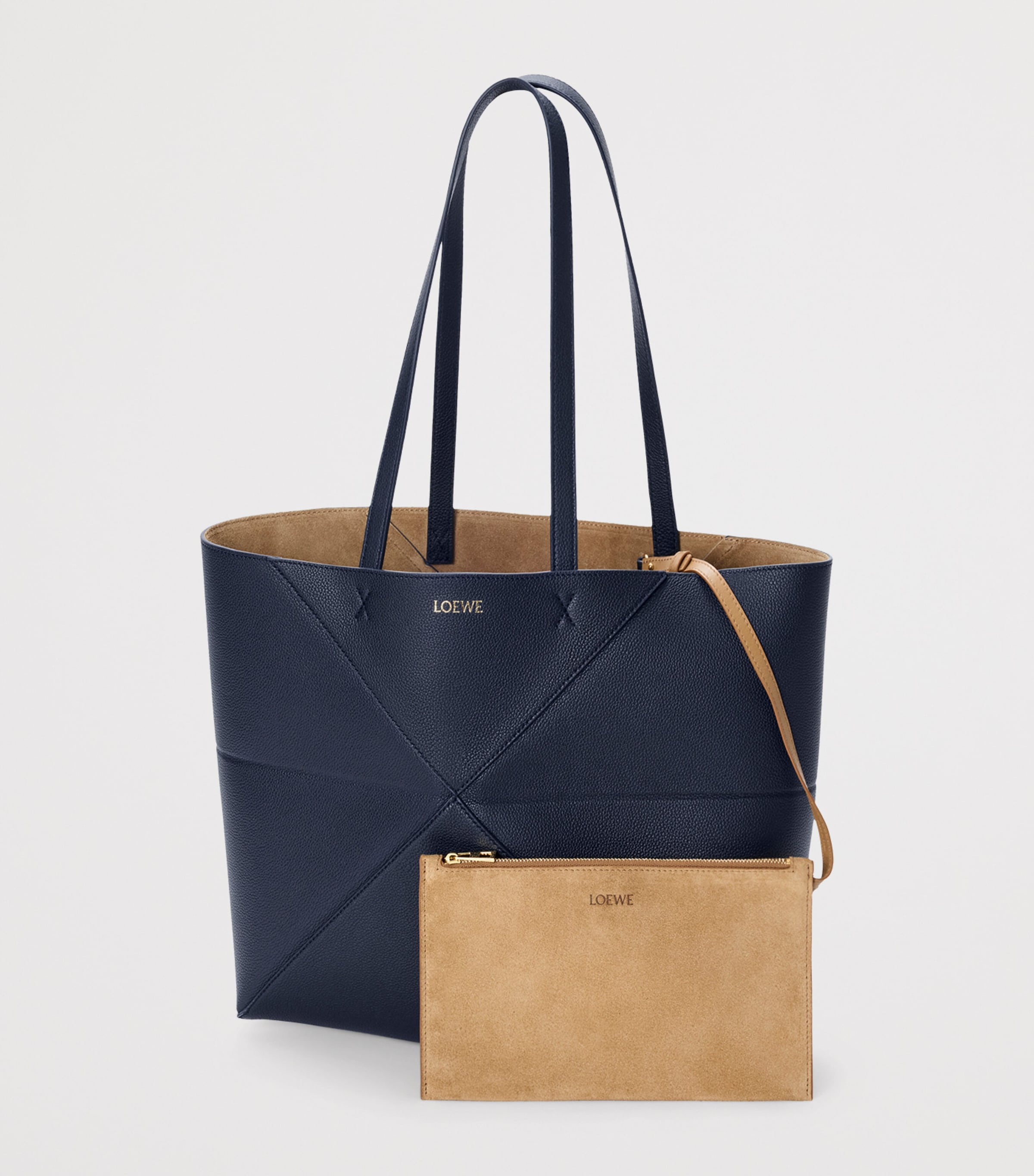 LOEWE Medium Leather Puzzle Fold Tote Bag Deep Navy Image 9
