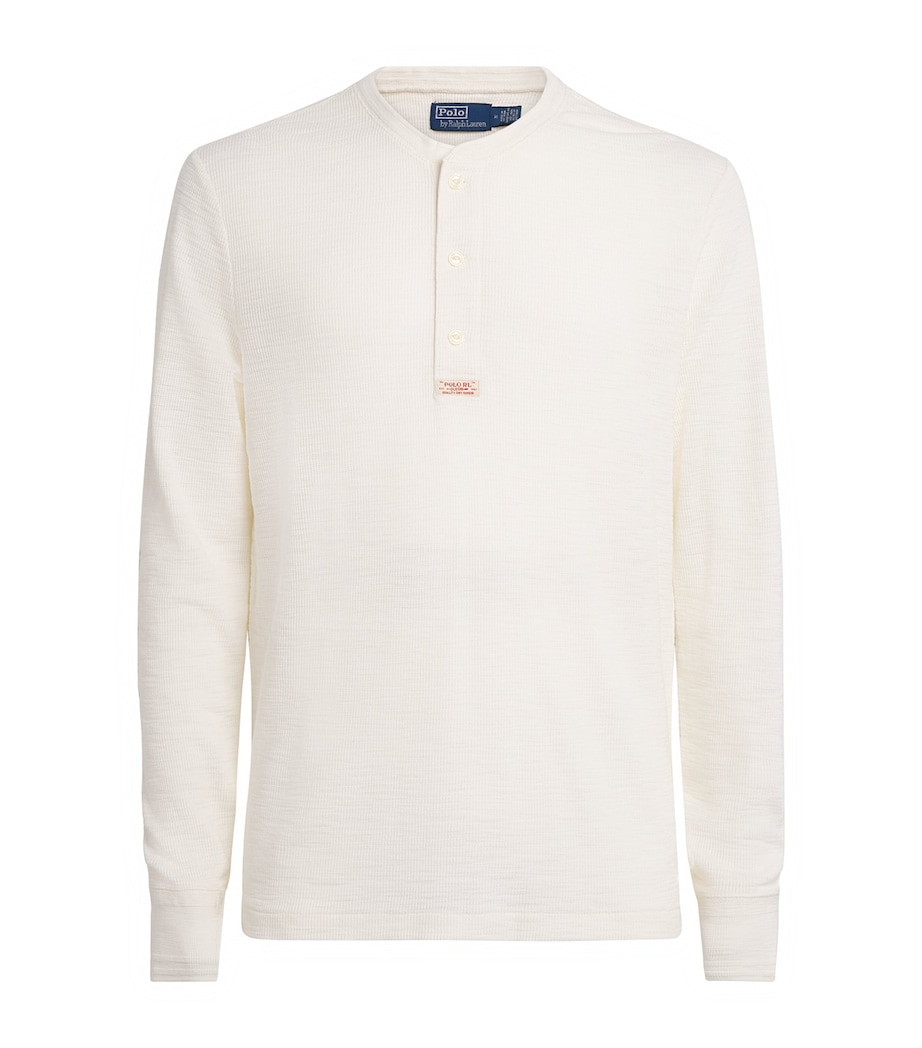 Polo Ralph Lauren Mens Cotton Waffle-Knit Henley T-Shirt Nevis Image 1