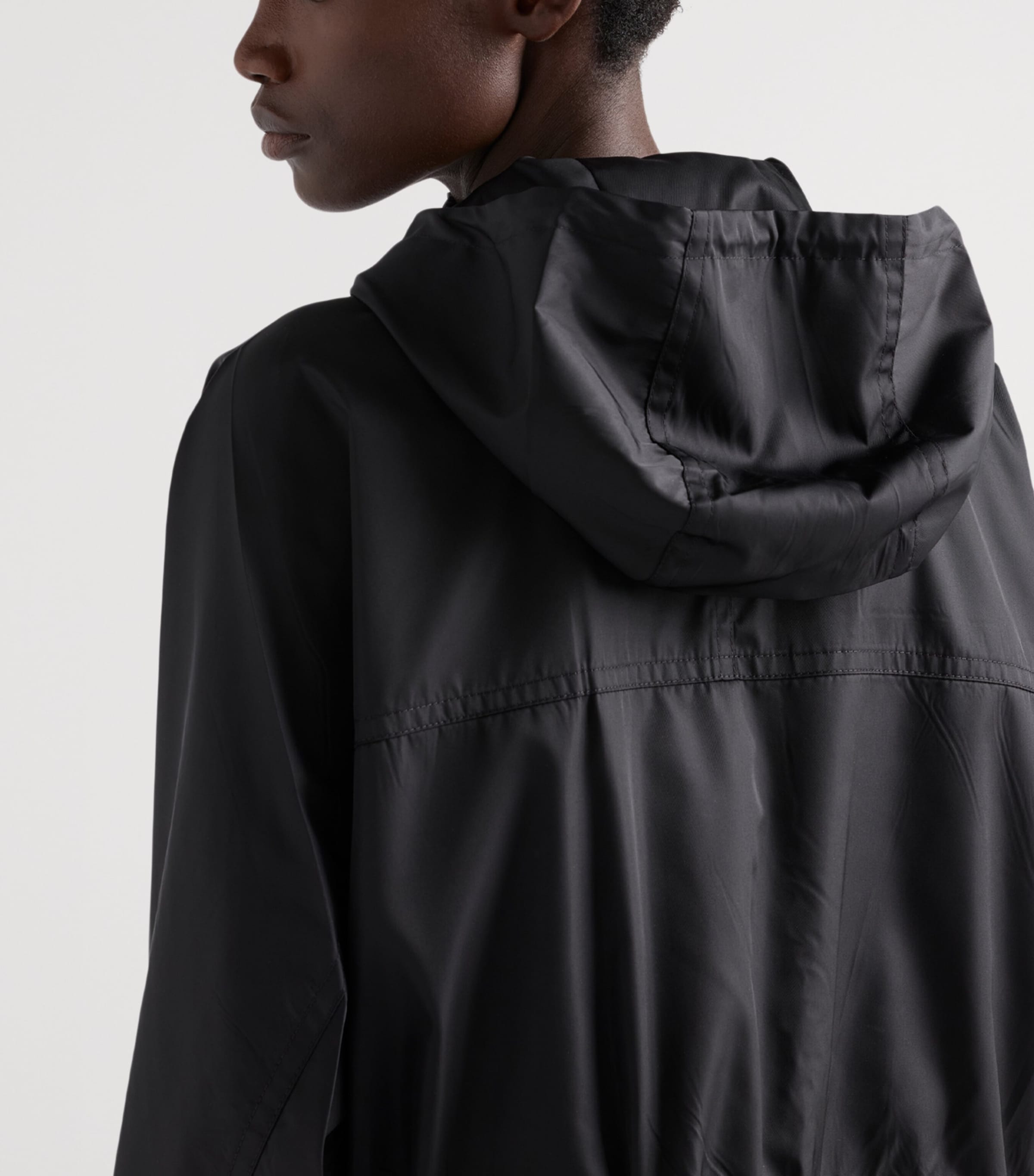 Prada Womens Re-Nylon Longline Rain Jacket Black Image 6