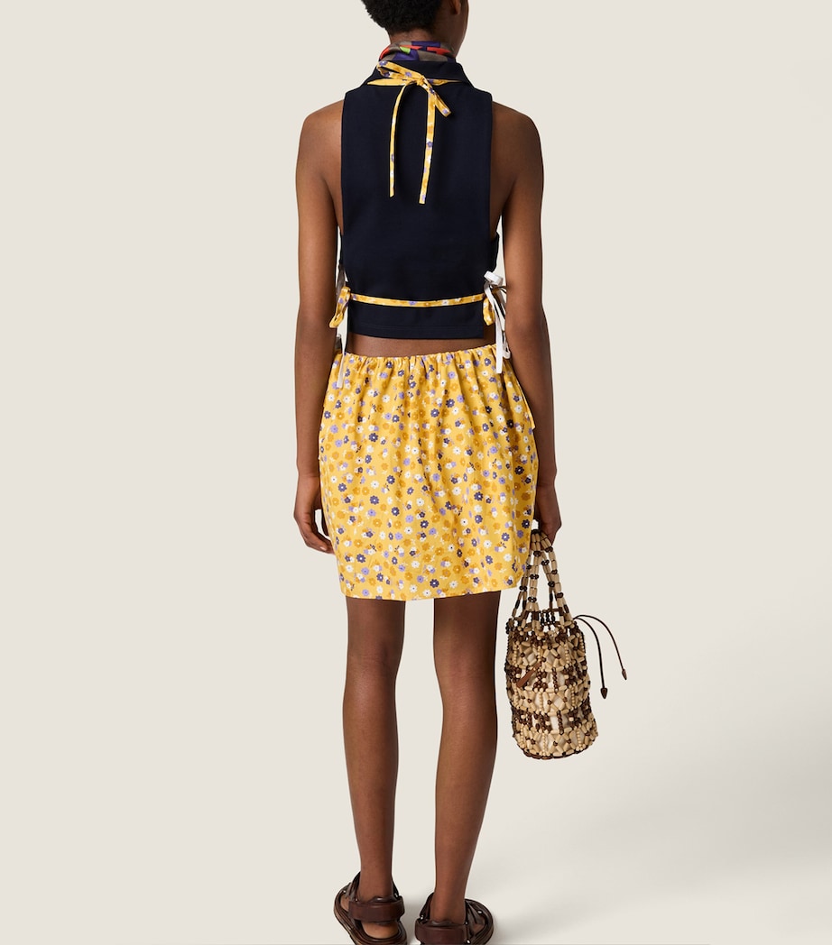 Miu Miu Womens Floral Apron Mini Dress Yellow Image 3