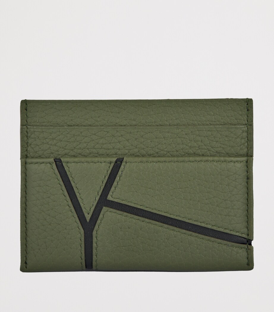 Small Leather Diamond Card Holder GREEN Image 3
